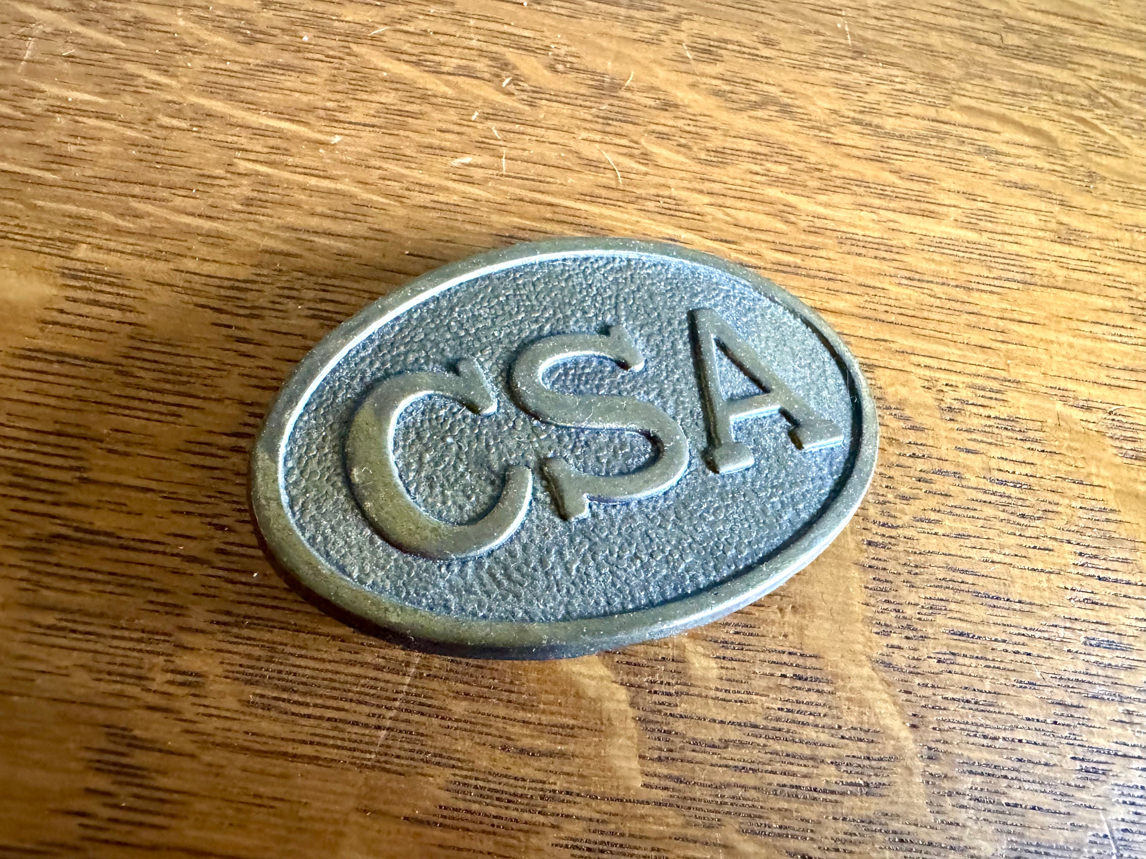 Vtg Confederate States Army Brass REPRODUCTION Belt Buckle | CSA Repro Oval Belt Buckle
