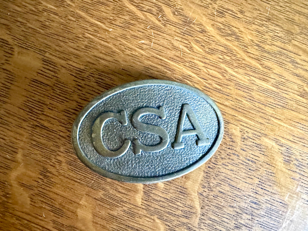 Vtg Confederate States Army Brass REPRODUCTION Belt Buckle | CSA Repro Oval Belt Buckle