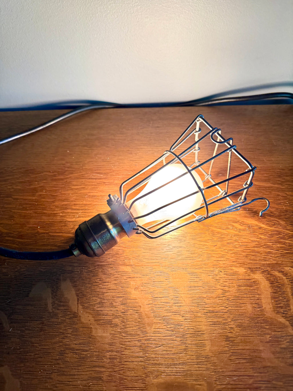 Vintage Industrial Shop Light With Square Safety Cage ~ Industrial Caged Light