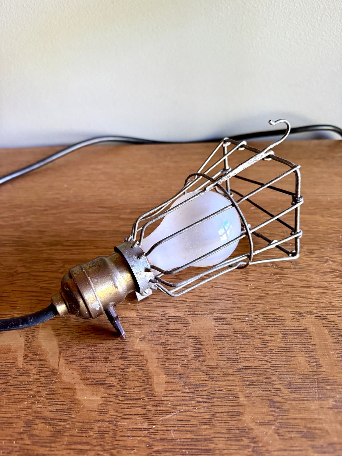 Vintage Industrial Shop Light With Square Safety Cage ~ Industrial Caged Light
