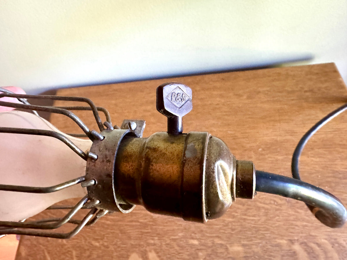 Vintage Industrial Shop Light With Square Safety Cage ~ Industrial Caged Light