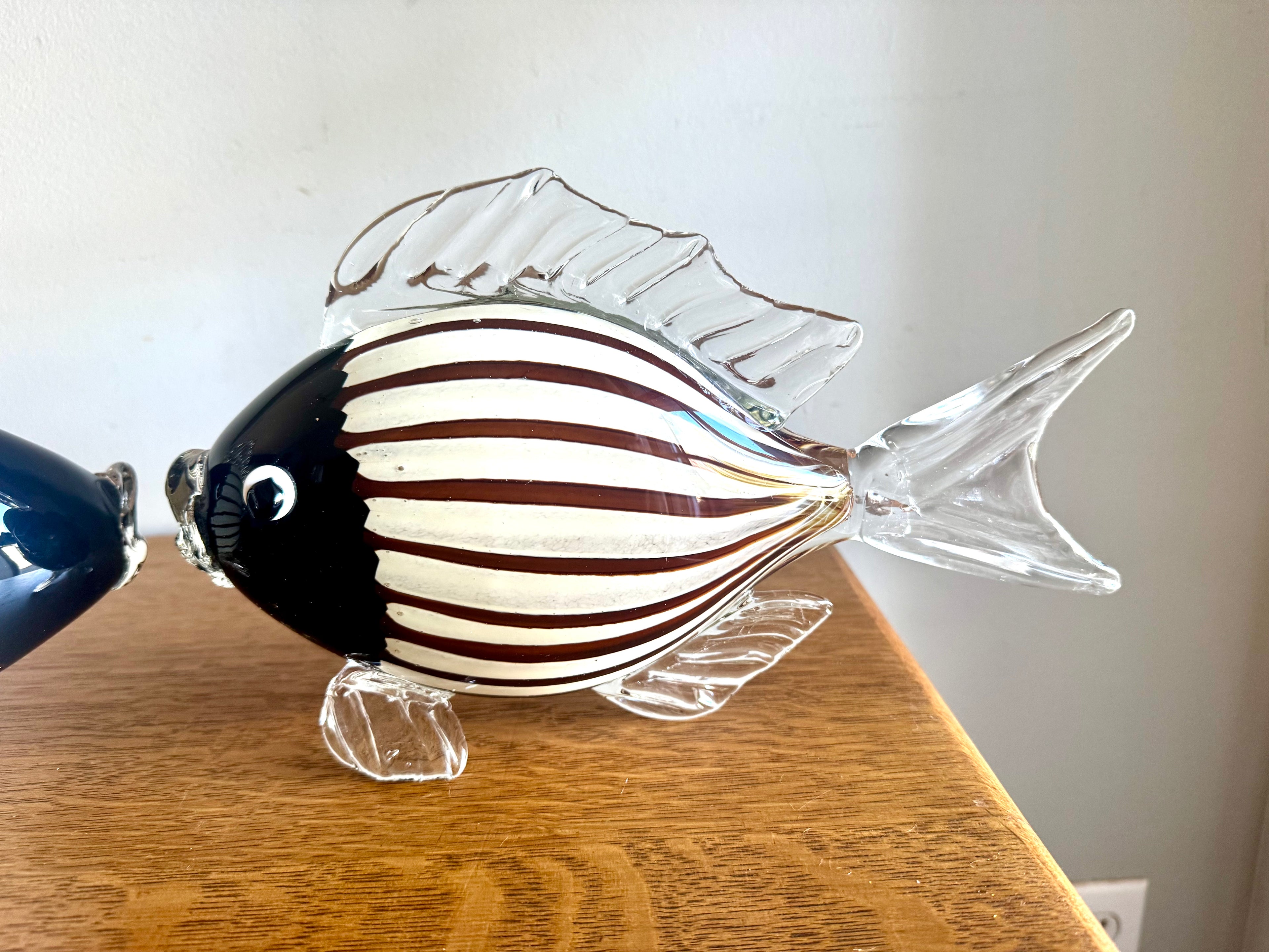 A Pair of Murano Glass Striped Fish | 11 1/2" Handblown Fish
