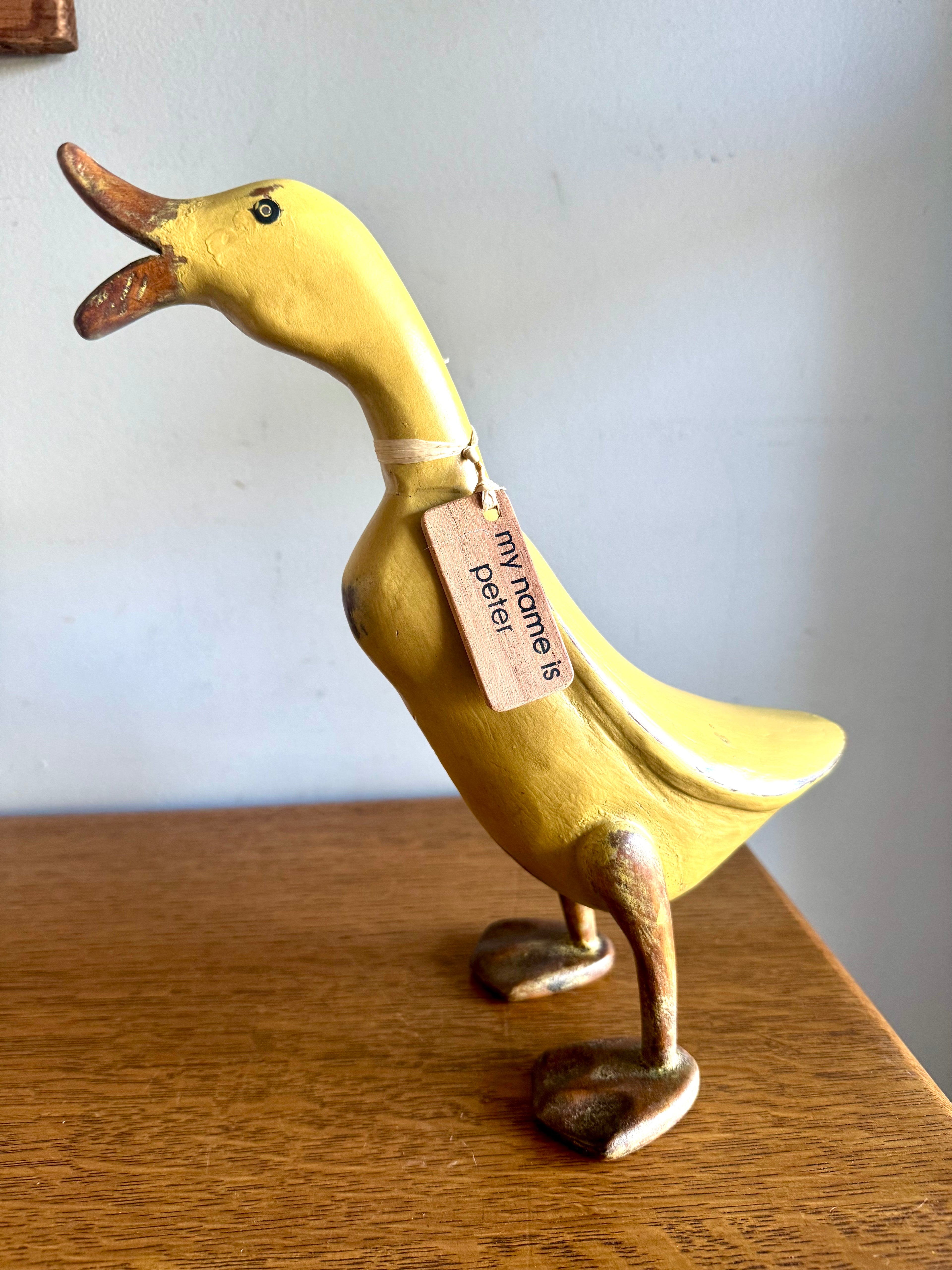 Vtg Pair of Smith & Hawken Hand-Carved Ducks | 2 Yellow Wooden Ducks