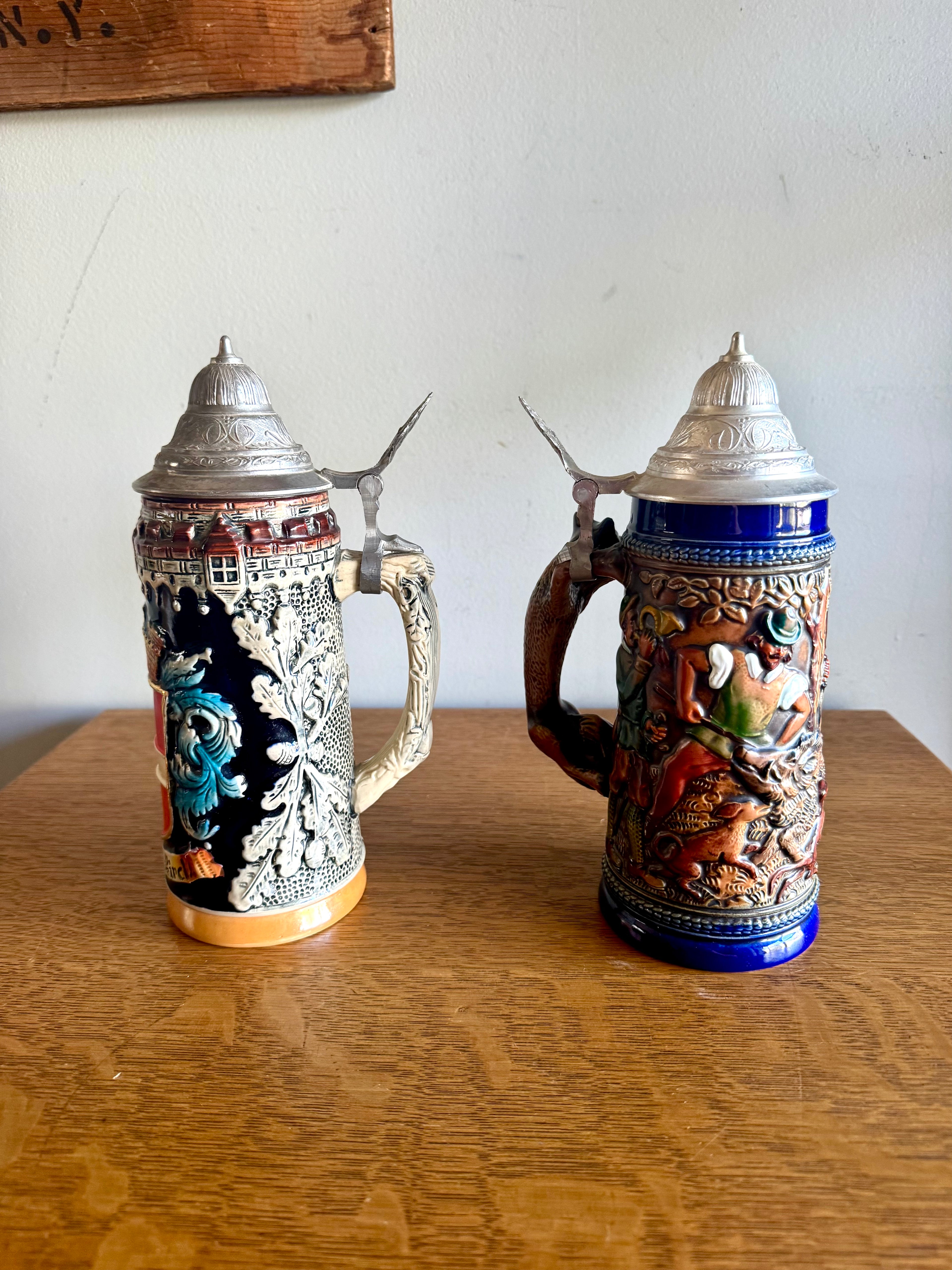 2 German Beer Steins | Original King & Gerz Beer Steins | Ceramic Fox Beer Stein
