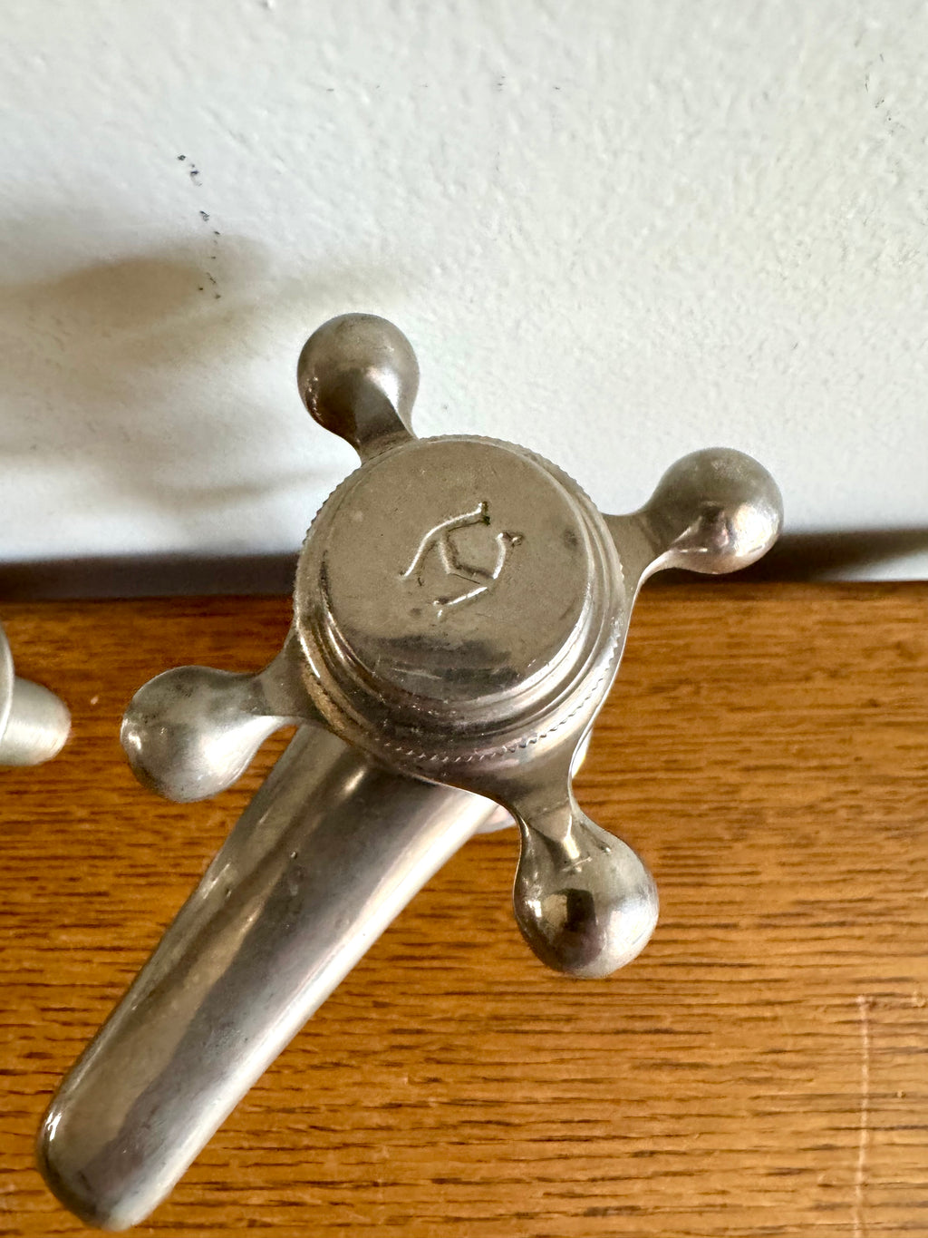 Antique J.L. Mott Spring Loaded Water Faucets | Hot & Cold Spring Loaded Water Spigots