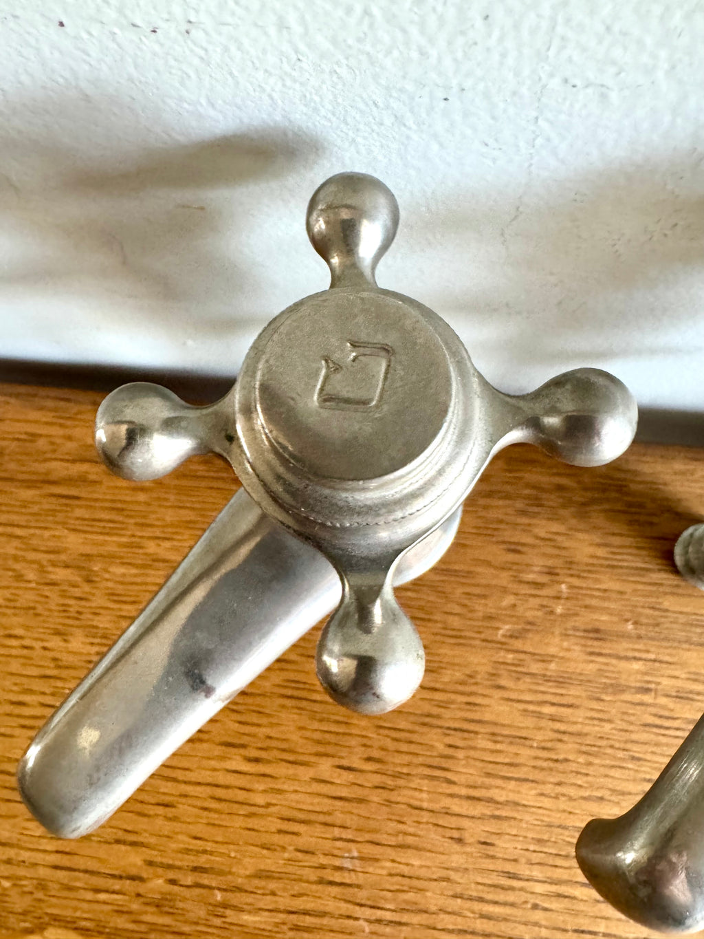 Antique J.L. Mott Spring Loaded Water Faucets | Hot & Cold Spring Loaded Water Spigots