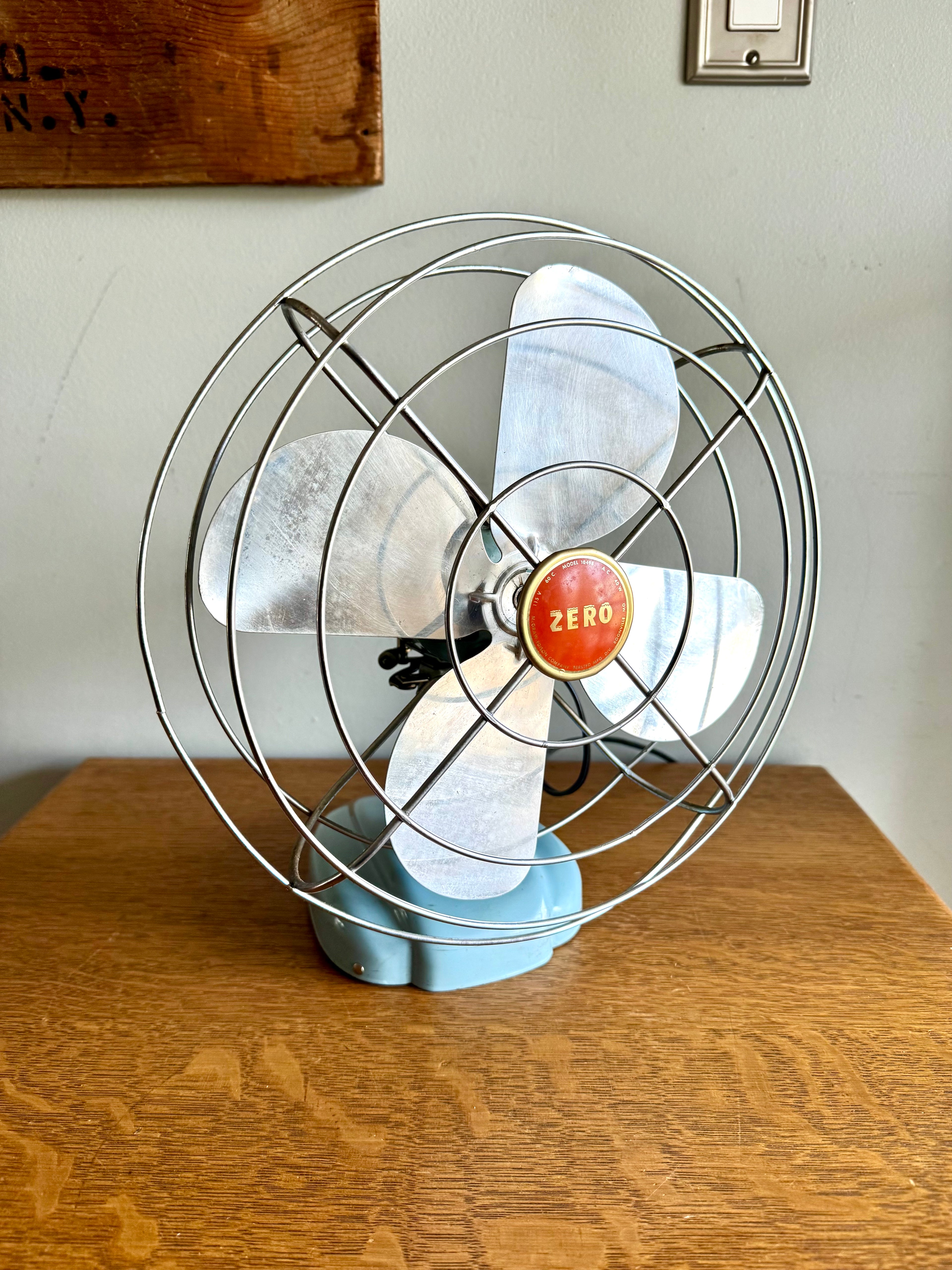 Vtg Aqua Blue McGraw-Edison Zero Oscillating Fan | Turquoise Zero Oscillating Single Speed Fan