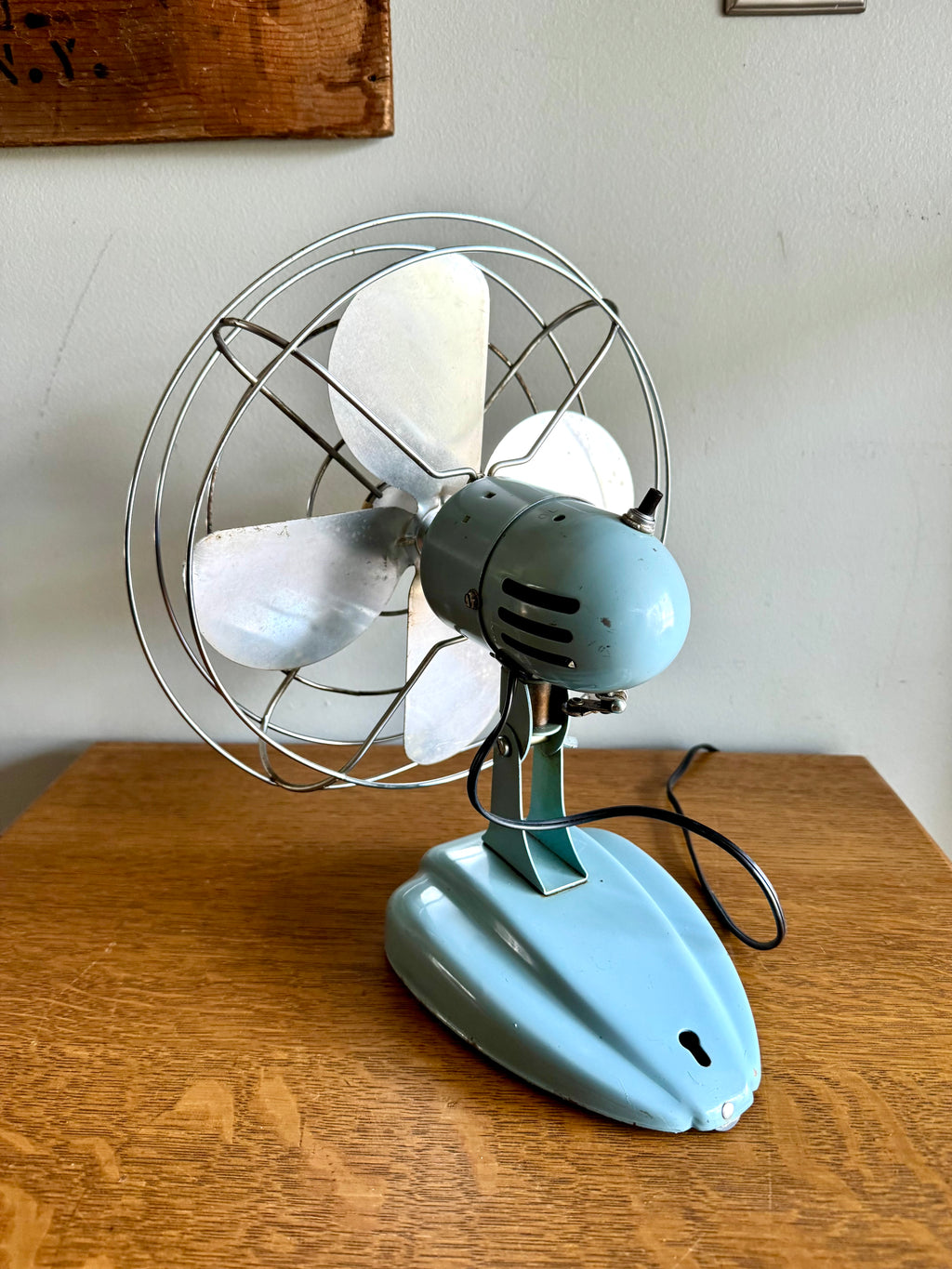 Vtg Aqua Blue McGraw-Edison Zero Oscillating Fan | Turquoise Zero Oscillating Single Speed Fan