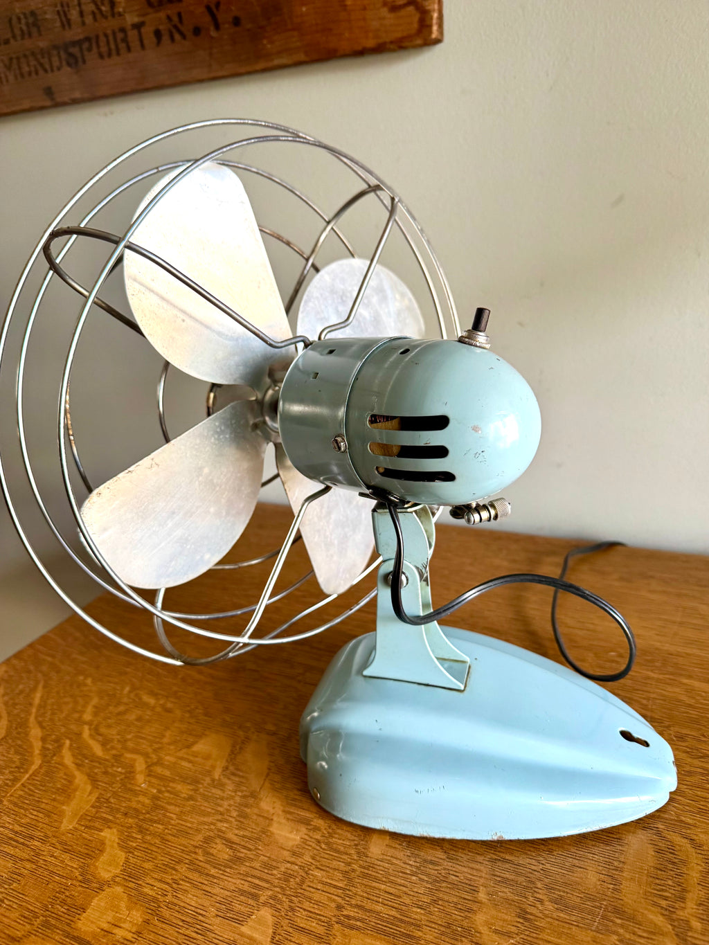 Vtg Aqua Blue McGraw-Edison Zero Oscillating Fan | Turquoise Zero Oscillating Single Speed Fan