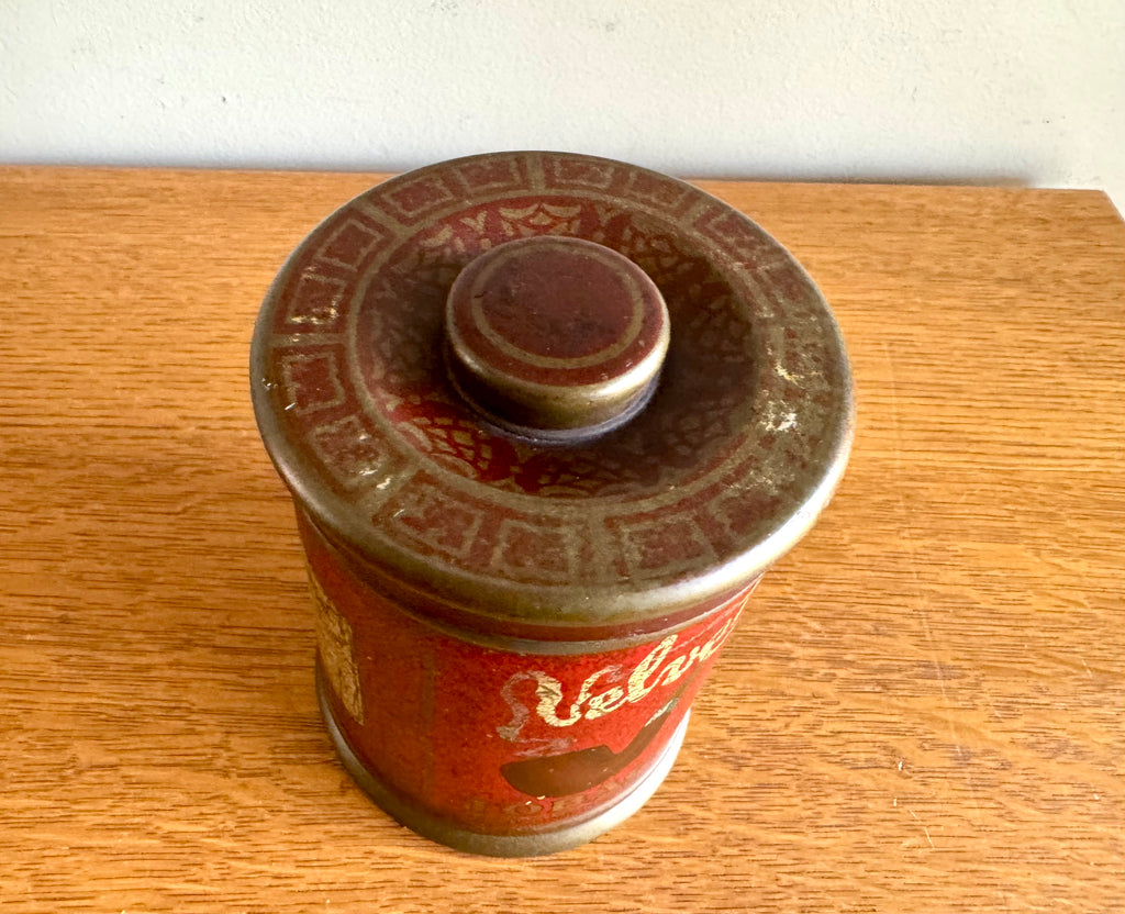 Rare Antique Velvet Pipe And Cigarette Tobacco Round Tin w/Lid | Liggett & Myers Velvet in Smoke Logo | Vtg Pipe Tobacco Can