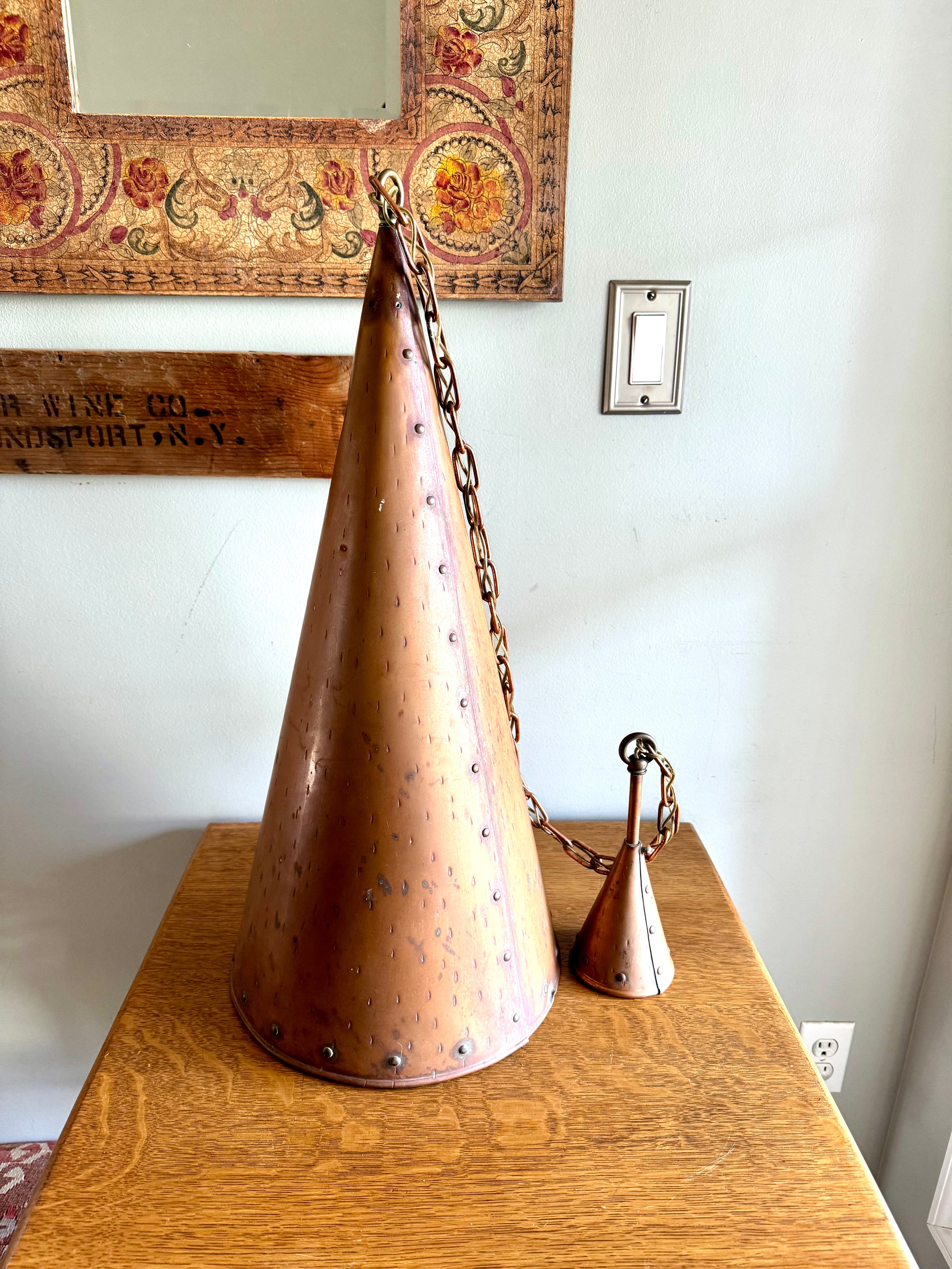 1960's Copper Cone Pendant Lamp | TH. Valentiner Copenhagen Copper Pendant Lamp