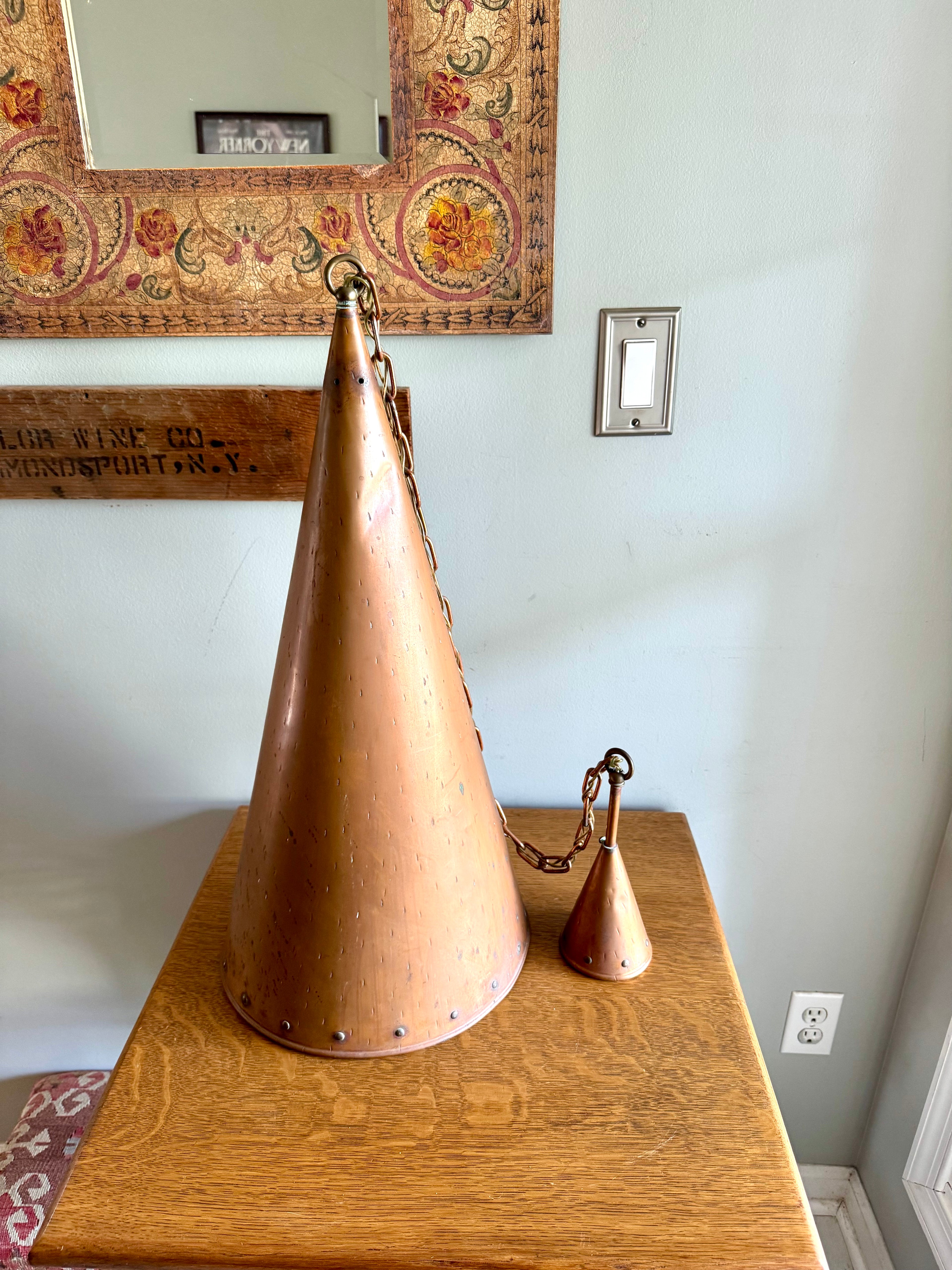 1960's Copper Cone Pendant Lamp | TH. Valentiner Copenhagen Copper Pendant Lamp