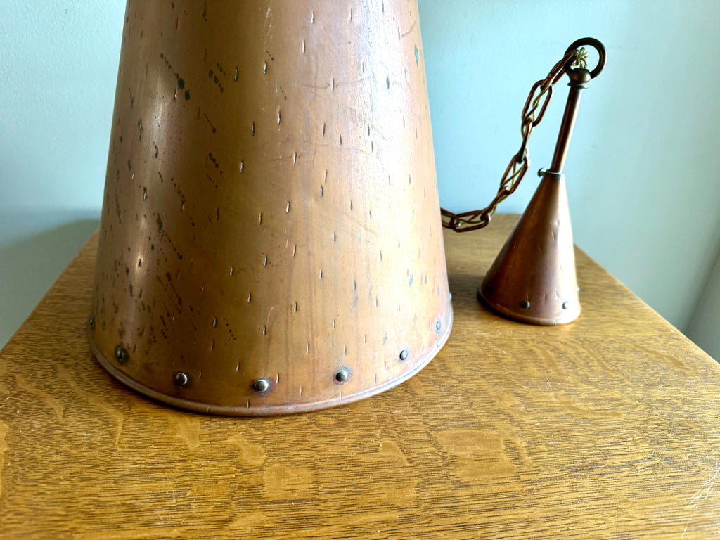 1960's Copper Cone Pendant Lamp | TH. Valentiner Copenhagen Copper Pendant Lamp