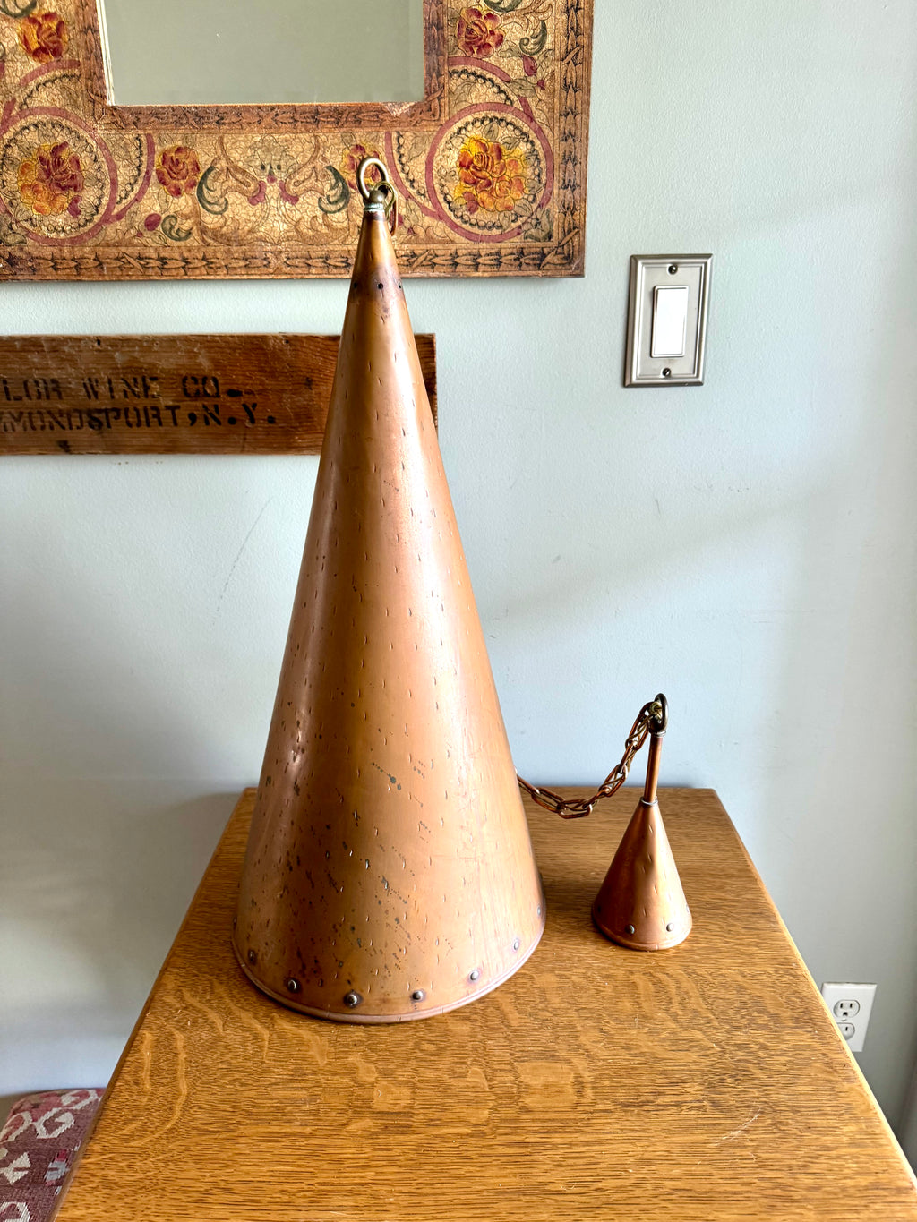 1960's Copper Cone Pendant Lamp | TH. Valentiner Copenhagen Copper Pendant Lamp