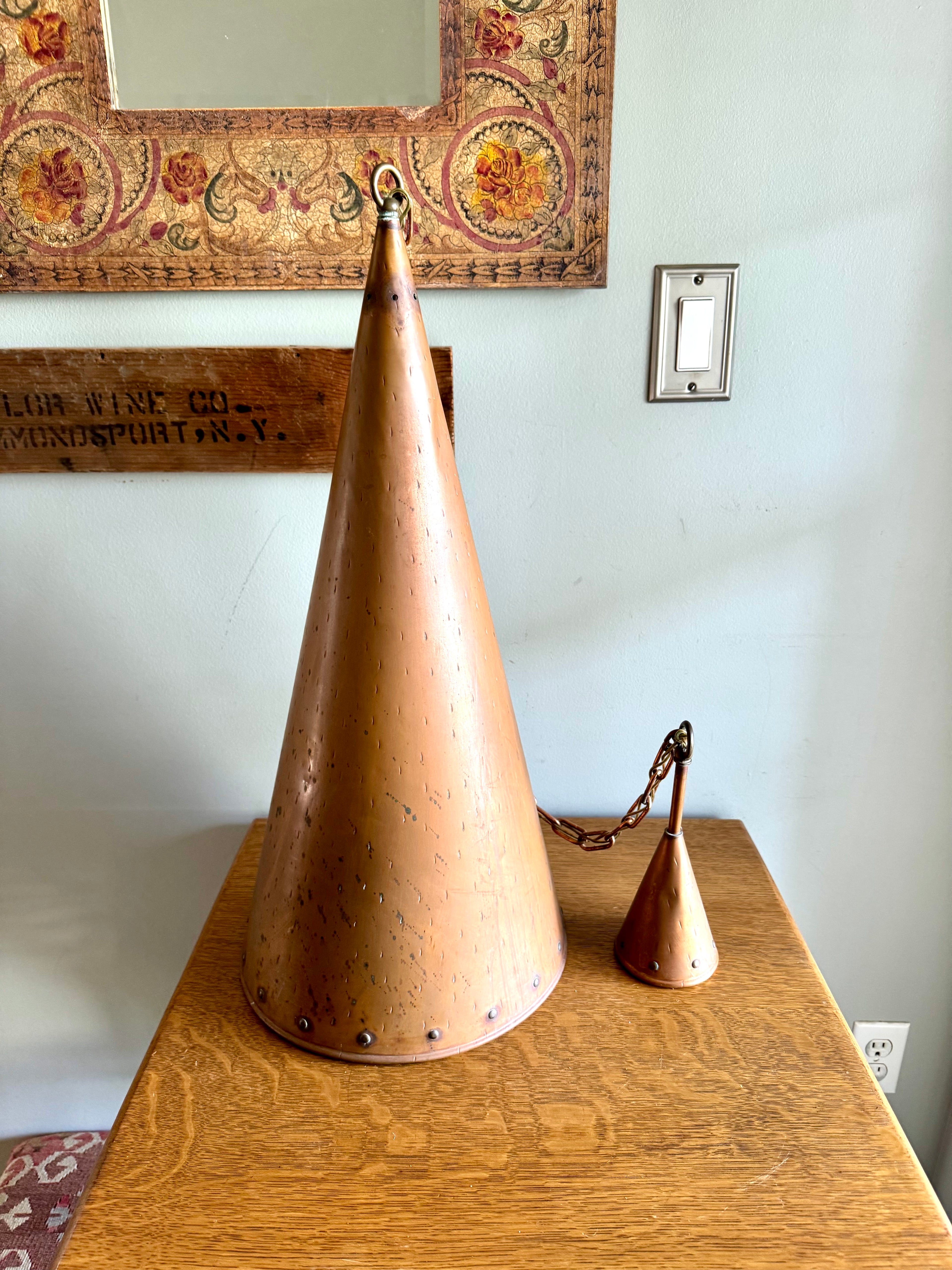 1960's Copper Cone Pendant Lamp | TH. Valentiner Copenhagen Copper Pendant Lamp