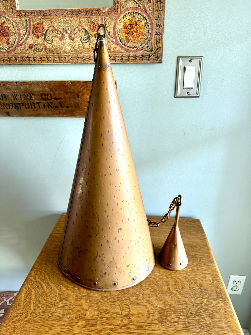 1960's Copper Cone Pendant Lamp | TH. Valentiner Copenhagen Copper Pendant Lamp