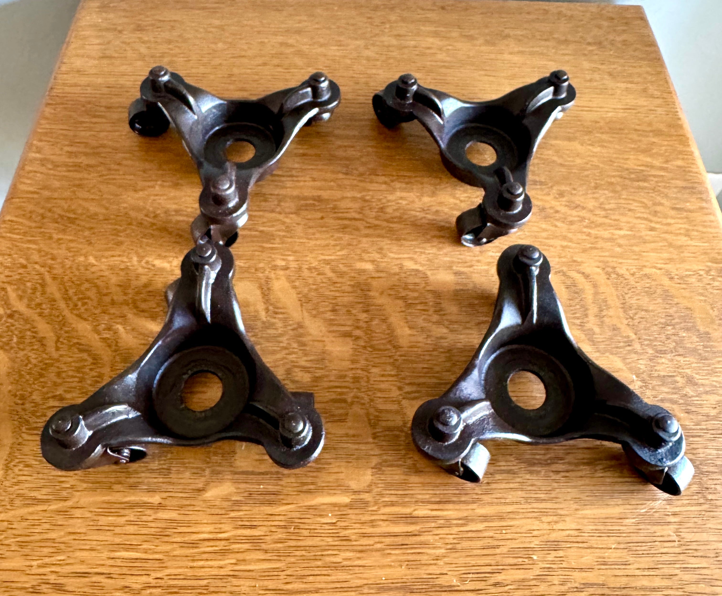 Antique Set of 4 MB Schenck Co. Moving Casters | Cast Iron Industrial Piano Movers