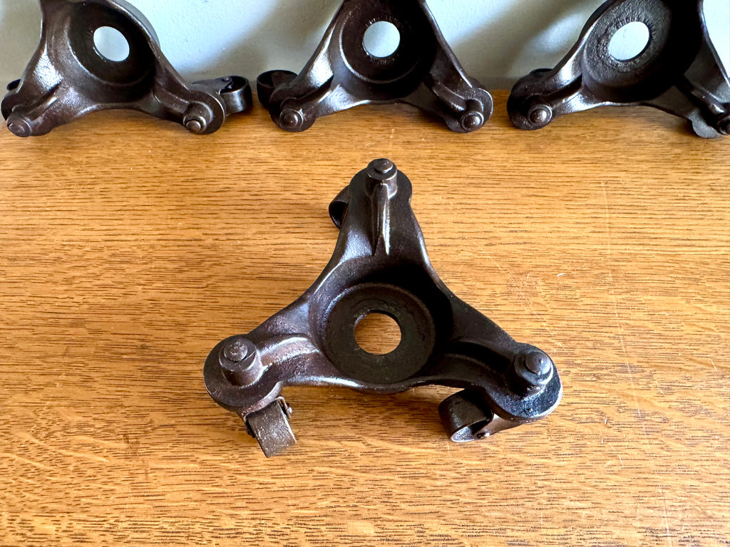 Antique Set of 4 MB Schenck Co. Moving Casters | Cast Iron Industrial Piano Movers