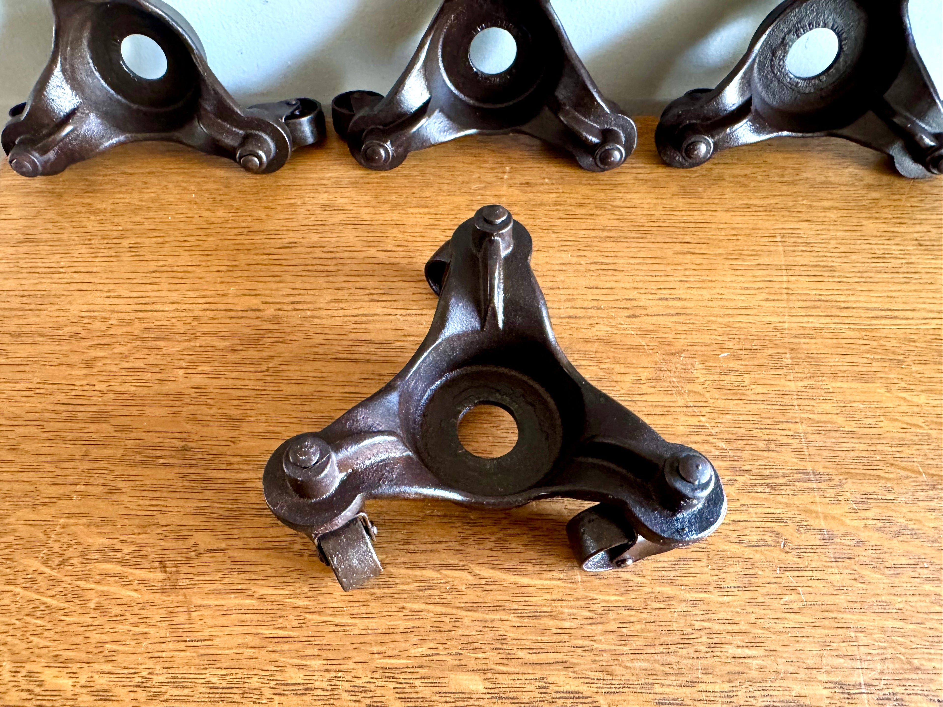 Antique Set of 4 MB Schenck Co. Moving Casters | Cast Iron Industrial Piano Movers