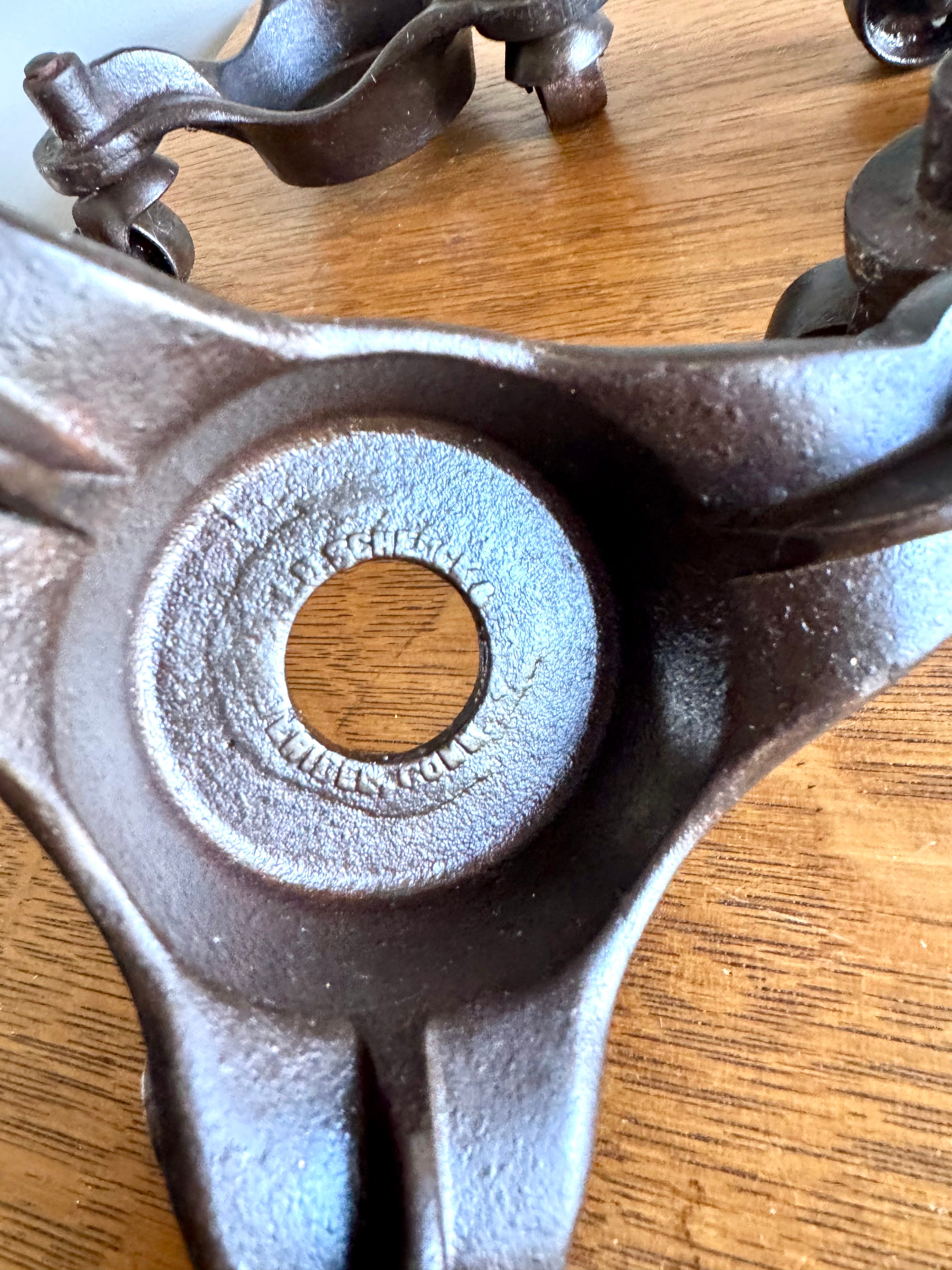 Antique Set of 4 MB Schenck Co. Moving Casters | Cast Iron Industrial Piano Movers