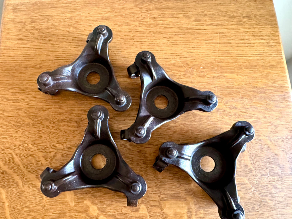Antique Set of 4 MB Schenck Co. Moving Casters | Cast Iron Industrial Piano Movers