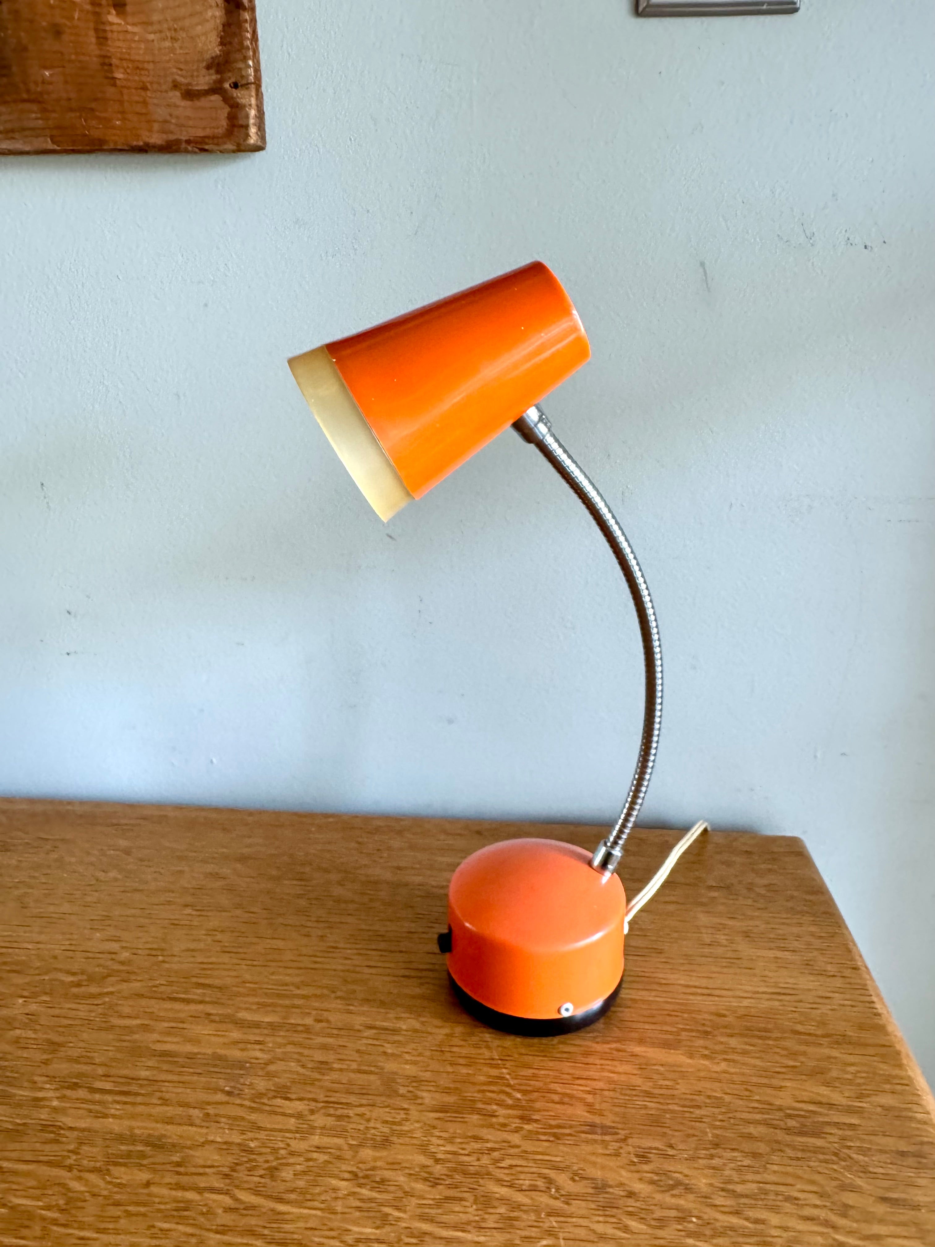 Vtg Orange MCM Penetray Corp. Gooseneck Lamp | Small Gooseneck Task Lamp