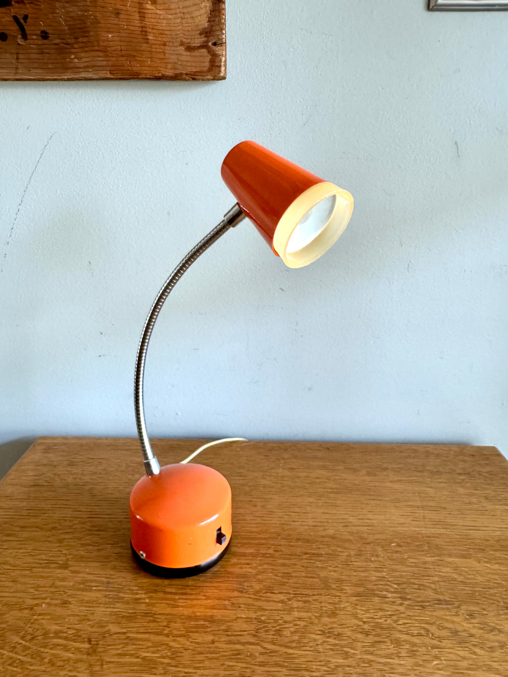 Vtg Orange MCM Penetray Corp. Gooseneck Lamp | Small Gooseneck Task Lamp