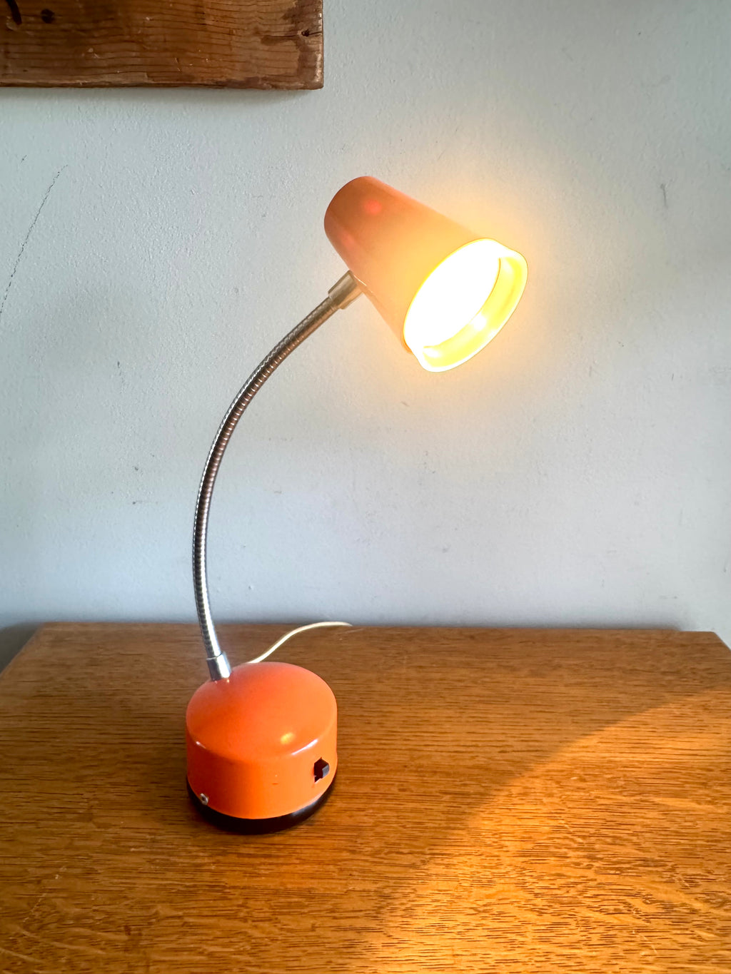 Vtg Orange MCM Penetray Corp. Gooseneck Lamp | Small Gooseneck Task Lamp