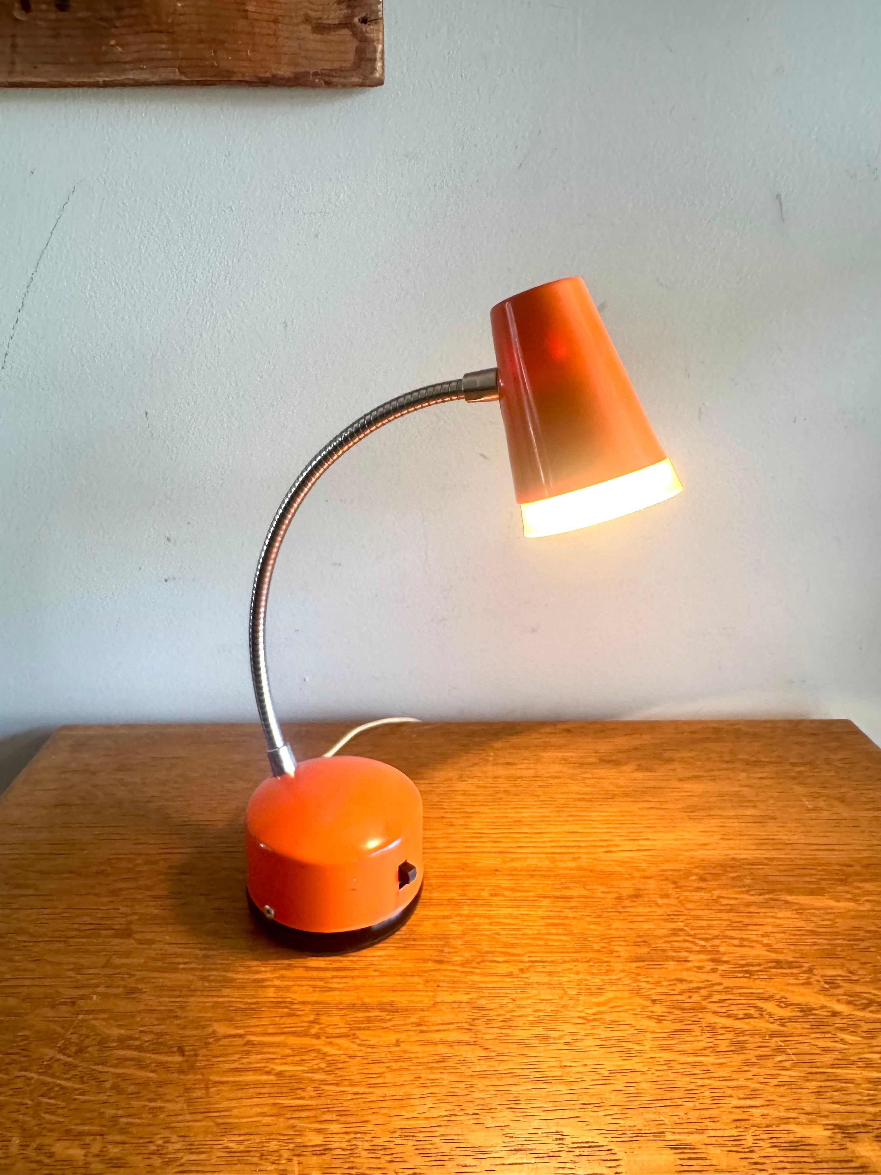 Vtg Orange MCM Penetray Corp. Gooseneck Lamp | Small Gooseneck Task Lamp