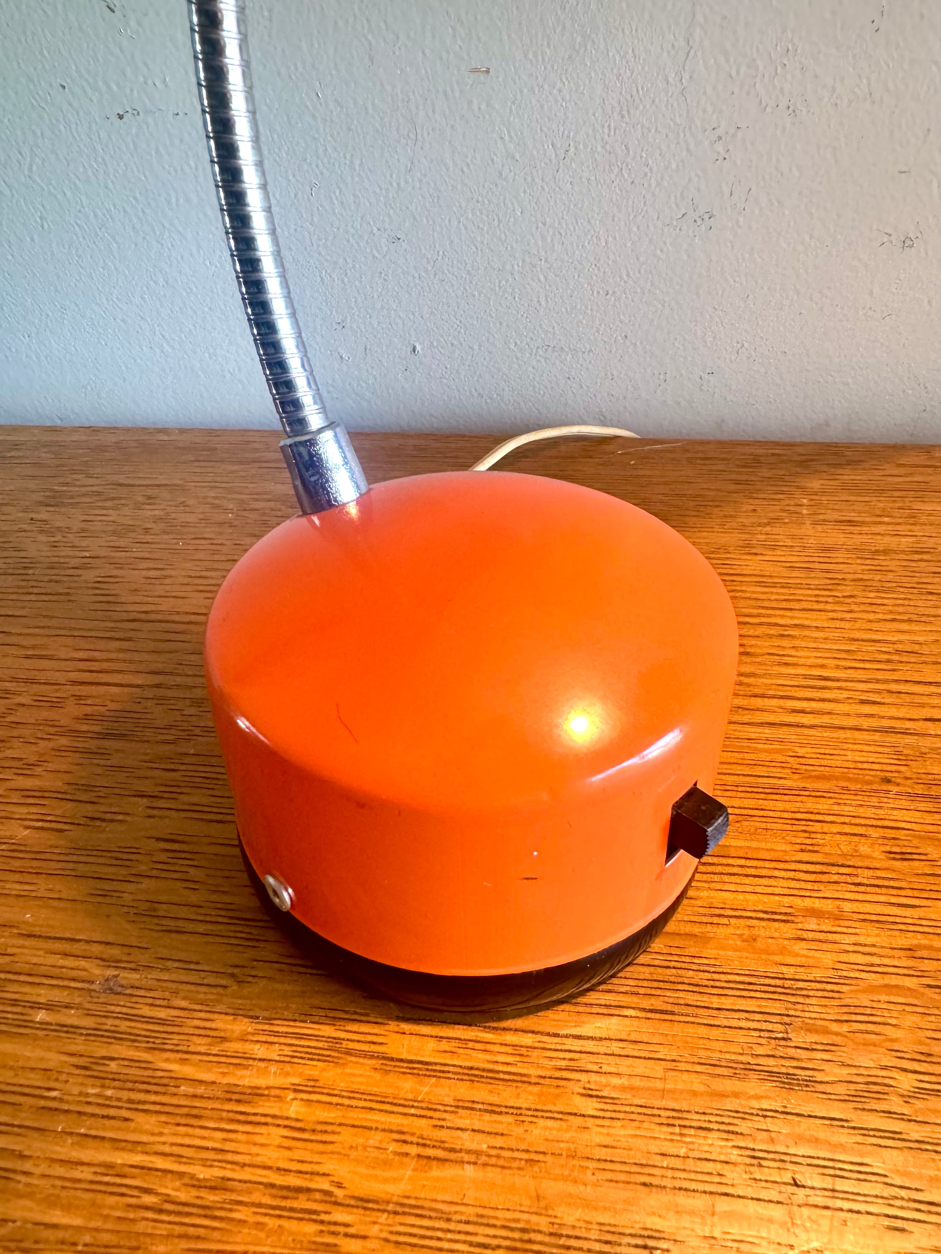 Vtg Orange MCM Penetray Corp. Gooseneck Lamp | Small Gooseneck Task Lamp