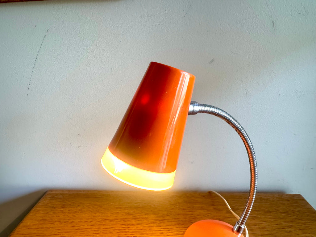 Vtg Orange MCM Penetray Corp. Gooseneck Lamp | Small Gooseneck Task Lamp
