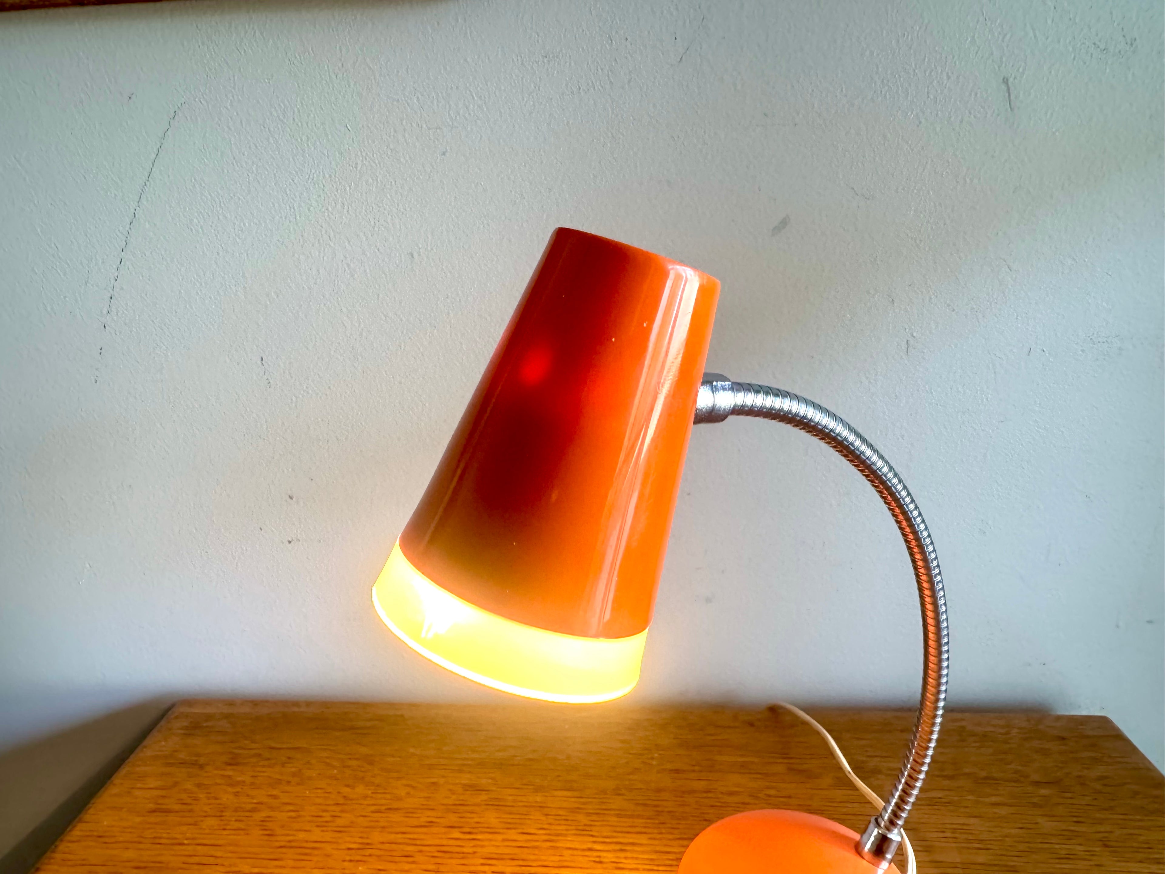 Vtg Orange MCM Penetray Corp. Gooseneck Lamp | Small Gooseneck Task Lamp