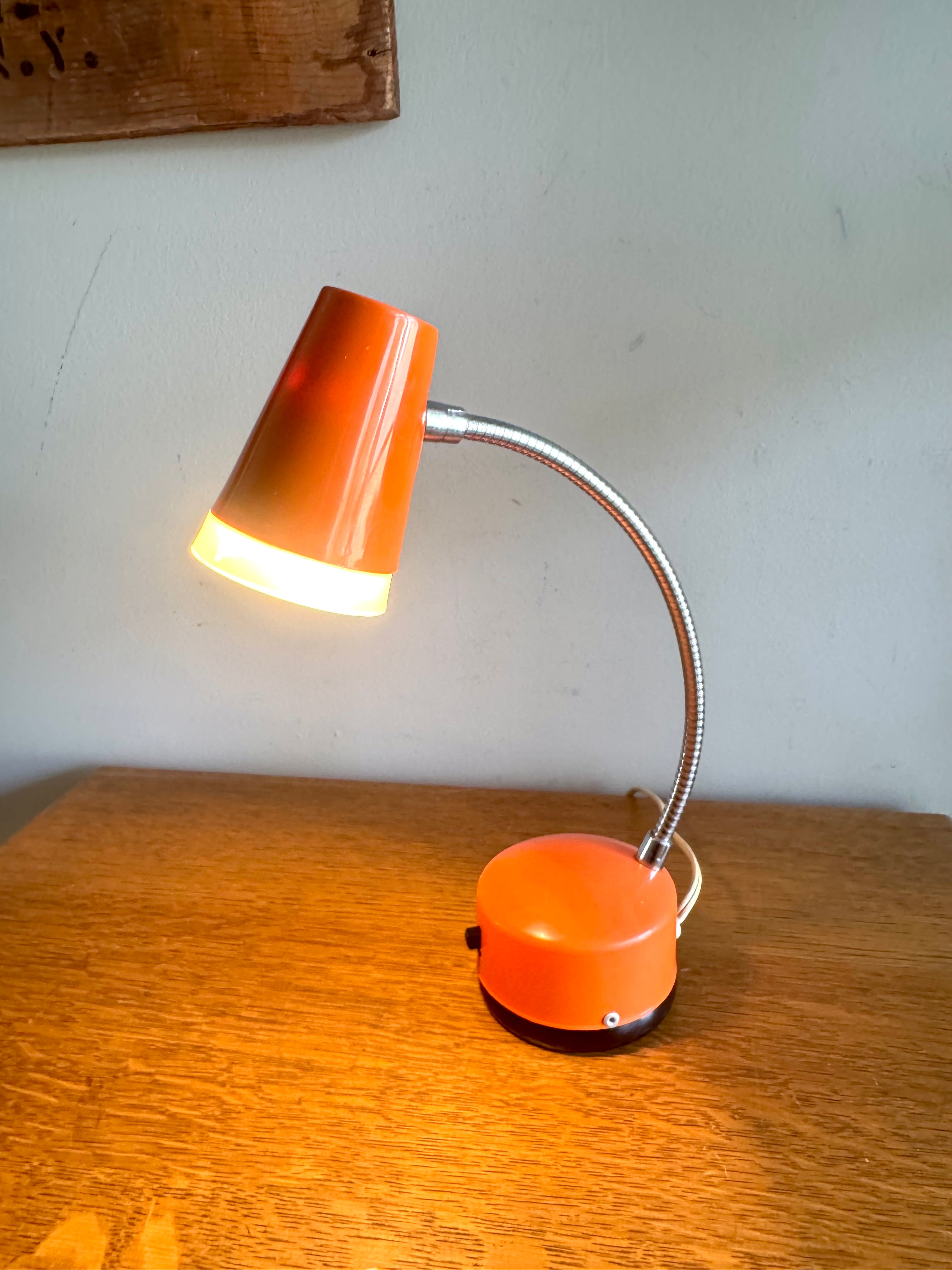 Vtg Orange MCM Penetray Corp. Gooseneck Lamp | Small Gooseneck Task Lamp
