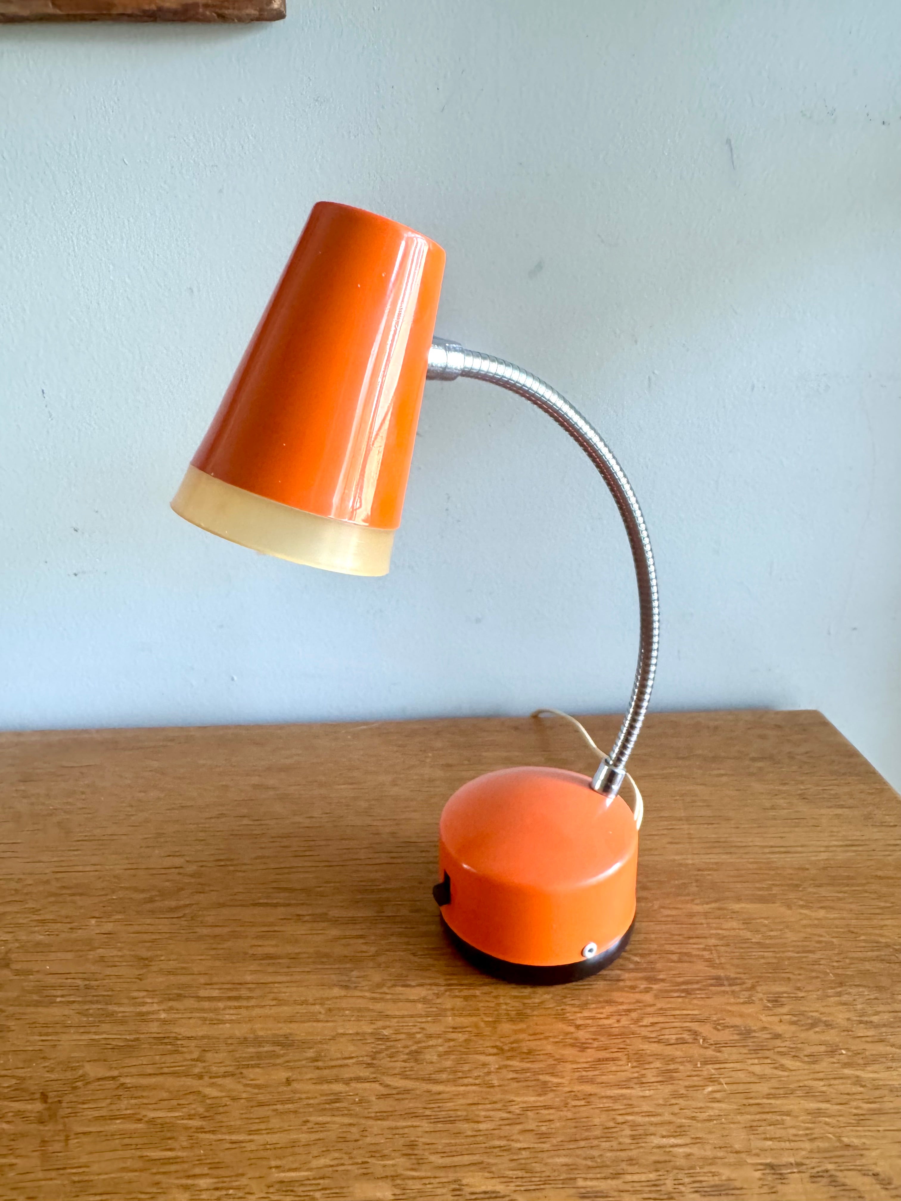 Vtg Orange MCM Penetray Corp. Gooseneck Lamp | Small Gooseneck Task Lamp