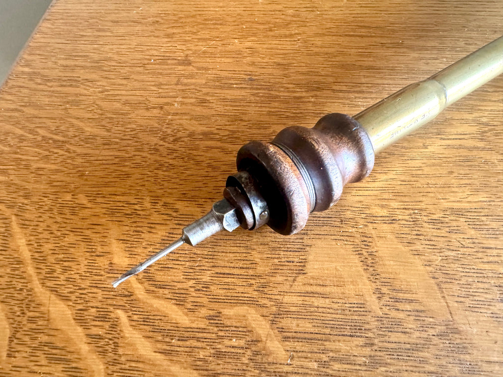 Antique Rosewood and Brass A.H. Reid Push Drill with Set of Bits