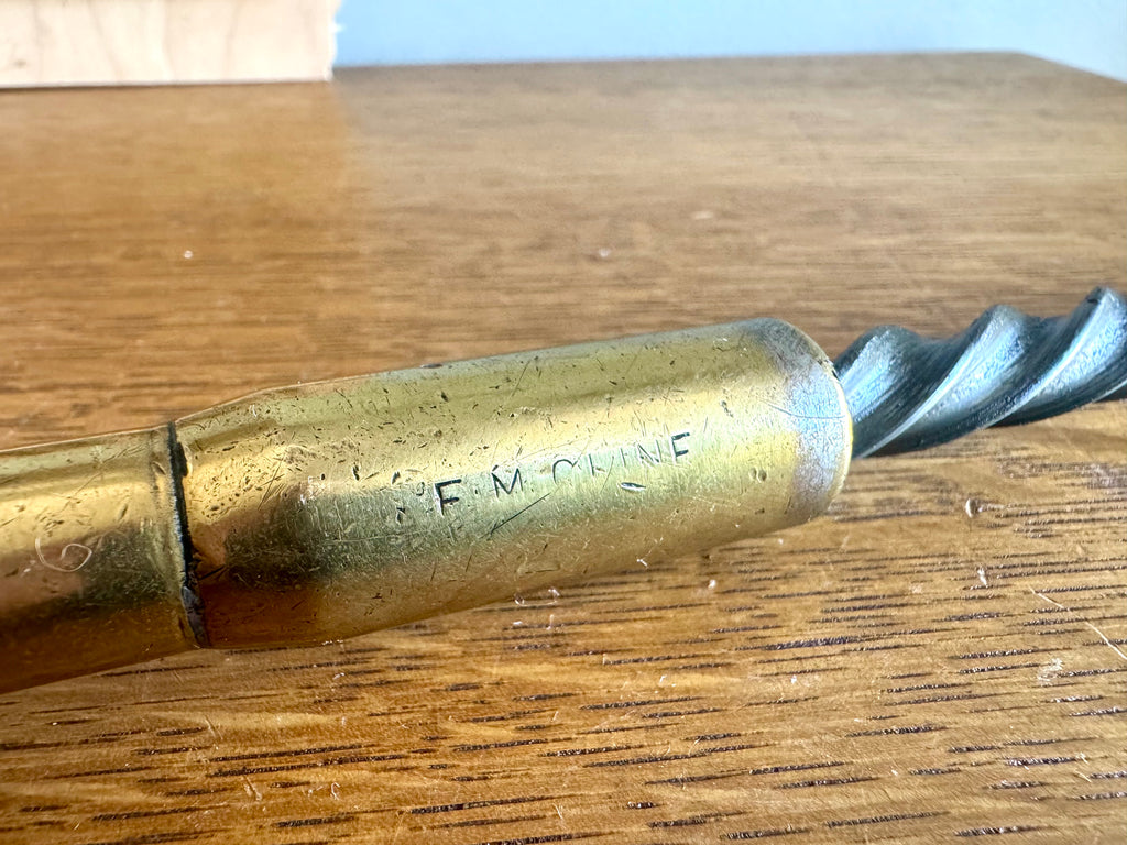 Antique Rosewood and Brass A.H. Reid Push Drill with Set of Bits
