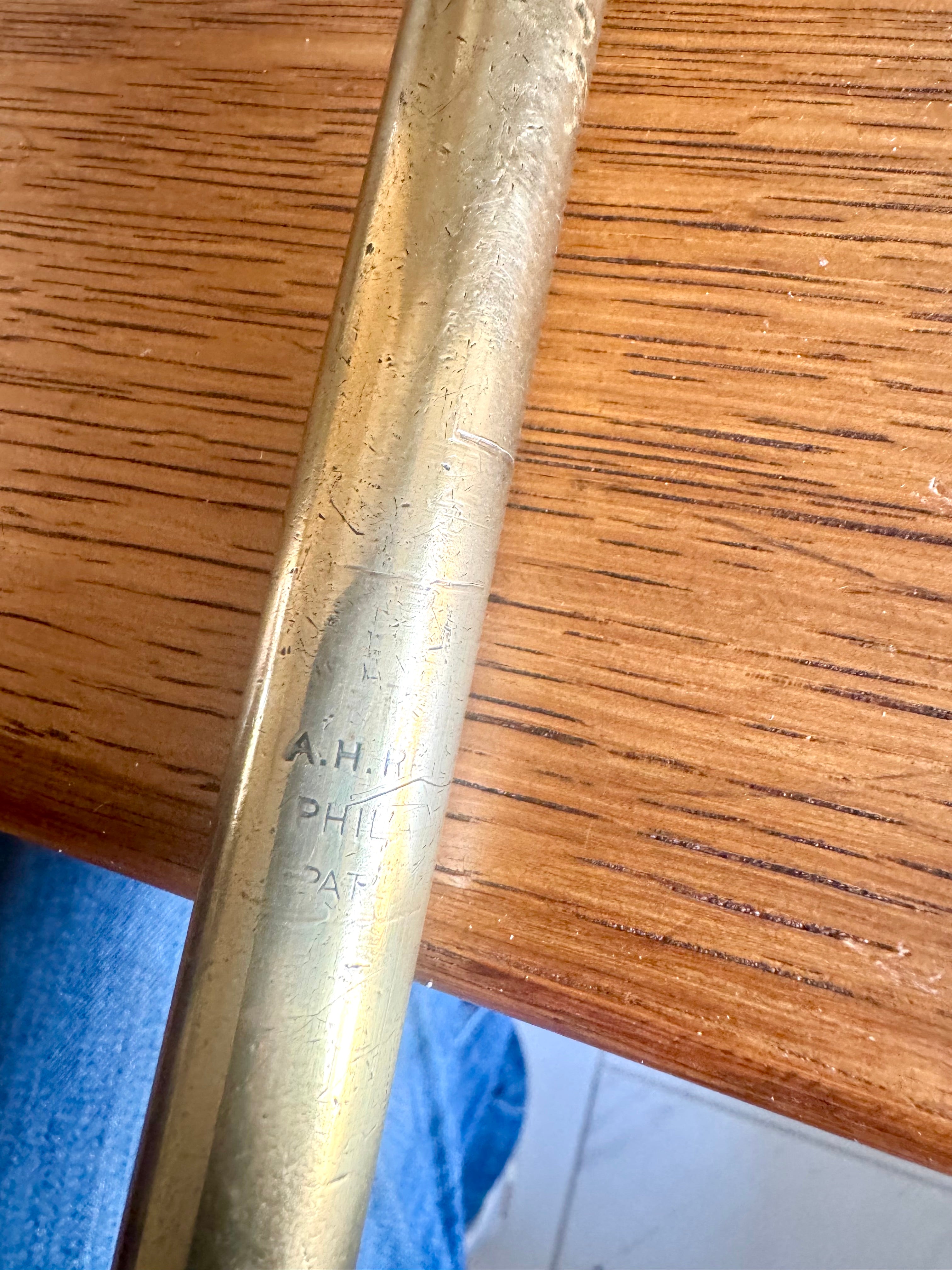 Antique Rosewood and Brass A.H. Reid Push Drill with Set of Bits