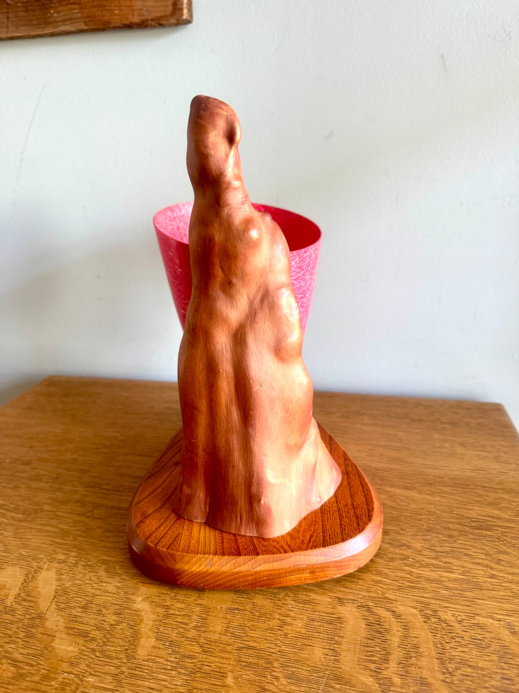 Vtg Cyprus Knee and Fiberglass Shade Lamp | MCM Cyprus Wood Knee Lamp with Fiberglass Coned Shade