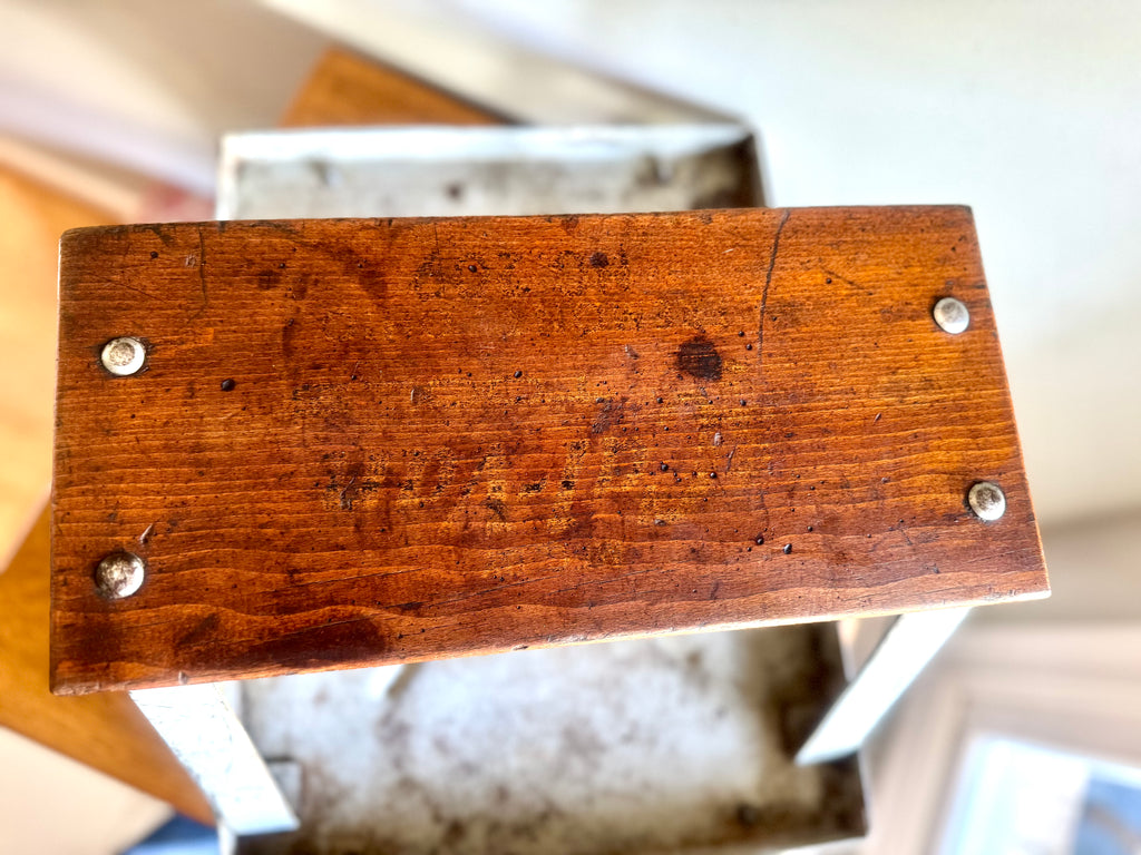 Vtg Metal & Wood Mechanics Stool | Rolling Mechanics Stool Creeper