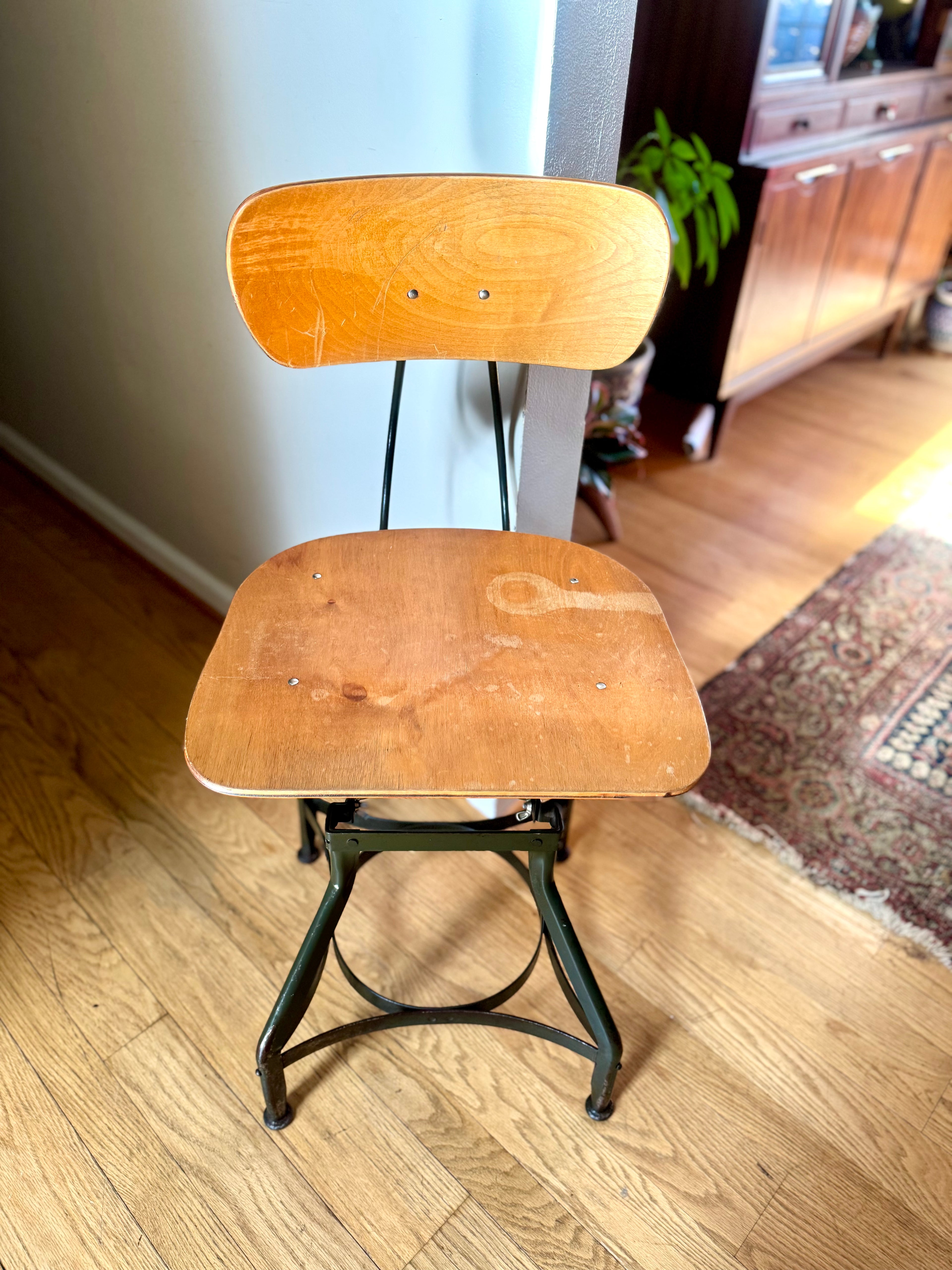 Vtg Metal Industrial Adjustable Drafting Chair | Toledo Industrial Chair