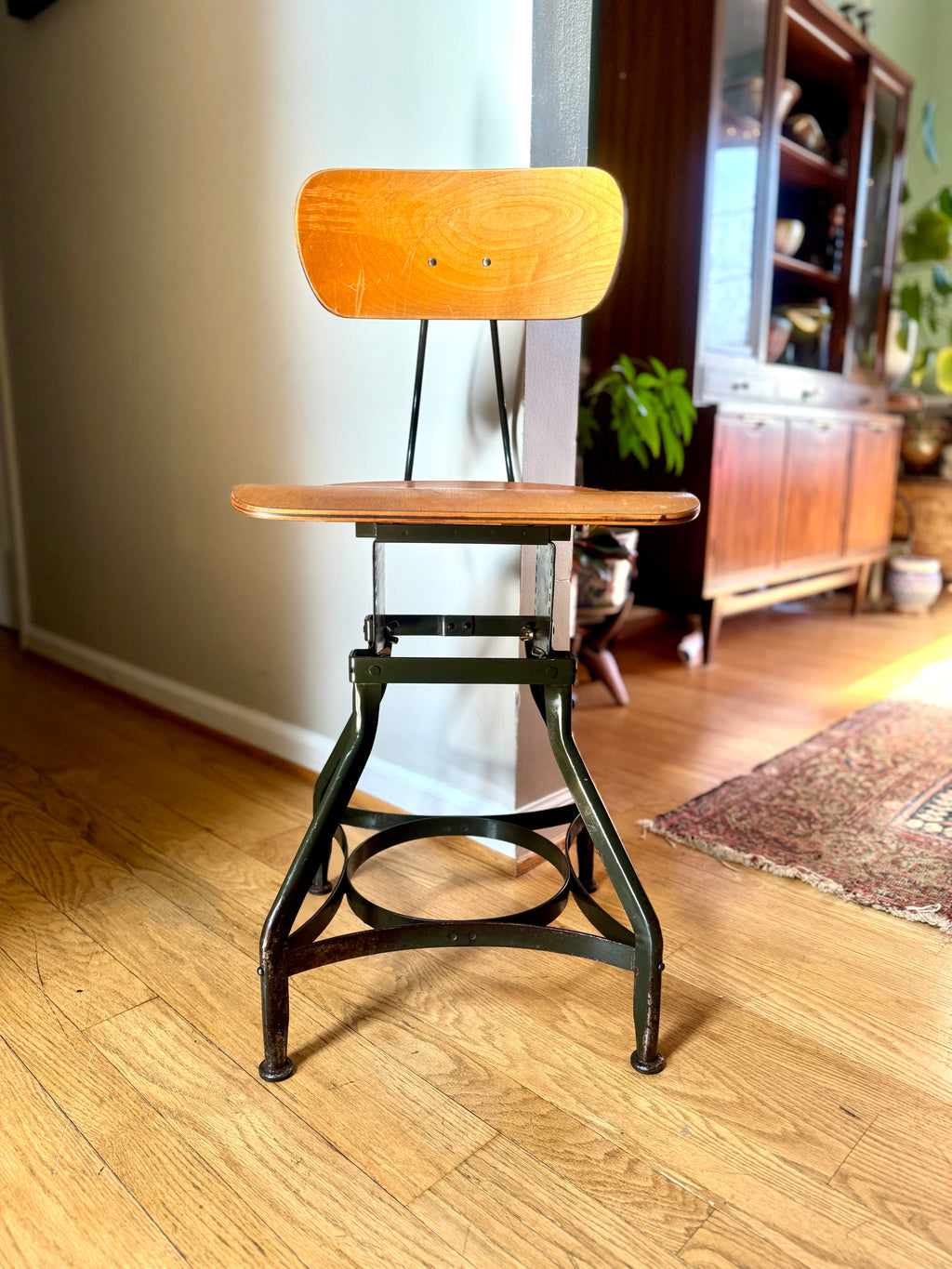 Vtg Metal Industrial Adjustable Drafting Chair | Toledo Industrial Chair