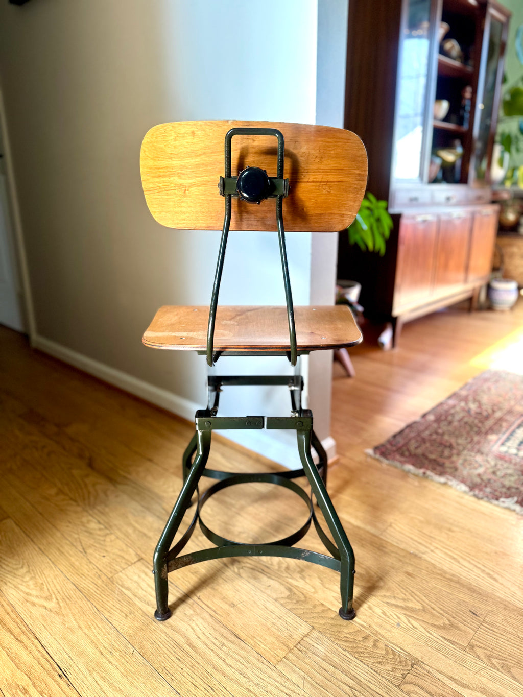 Vtg Metal Industrial Adjustable Drafting Chair | Toledo Industrial Chair