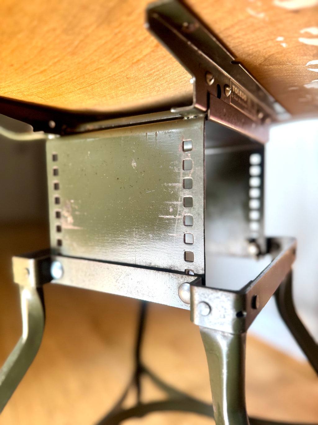 Vtg Metal Industrial Adjustable Drafting Chair | Toledo Industrial Chair