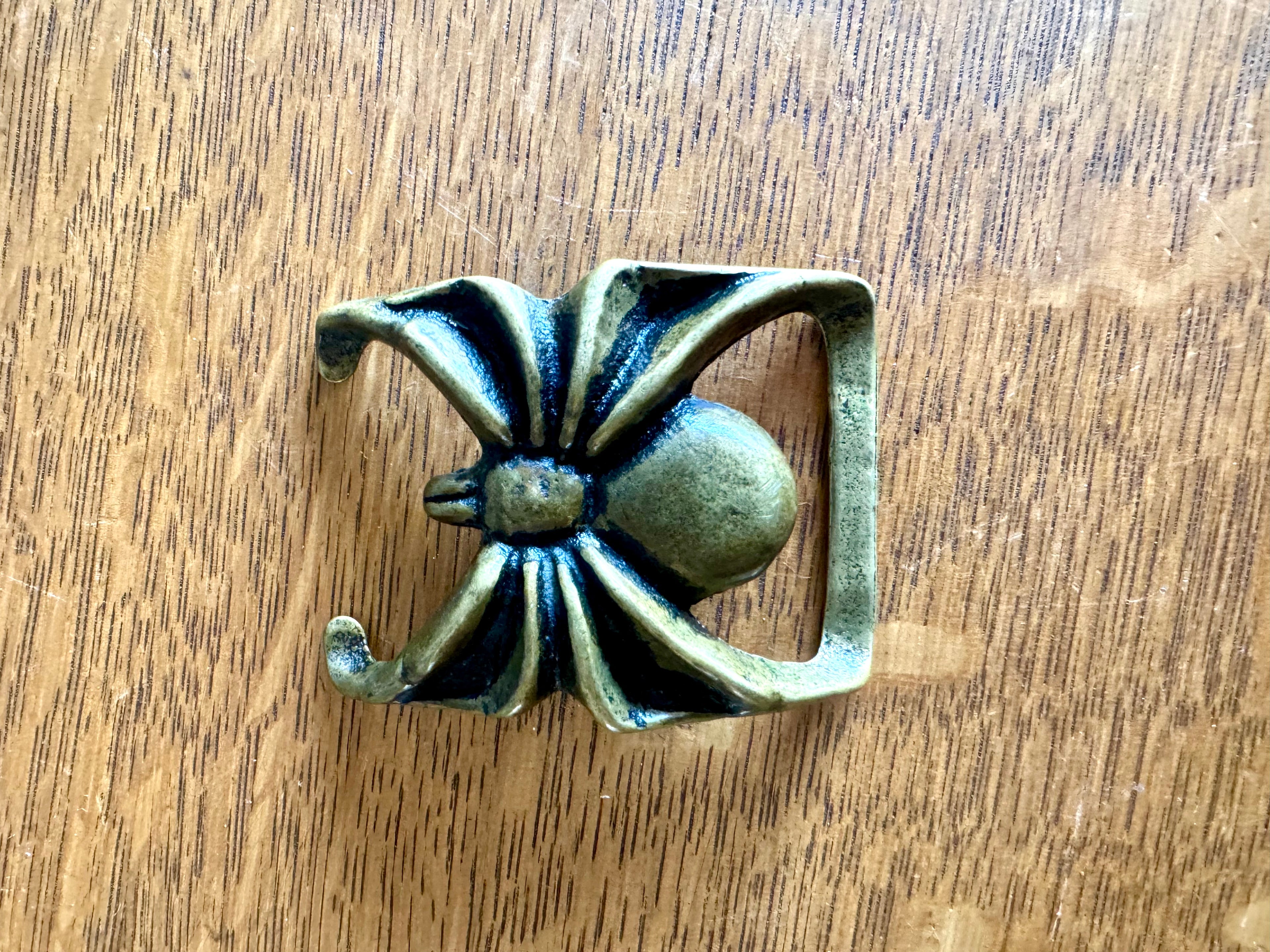 Vtg Solid Brass 70's Spide Belt Buckle | Spider Brass Belt Buckle