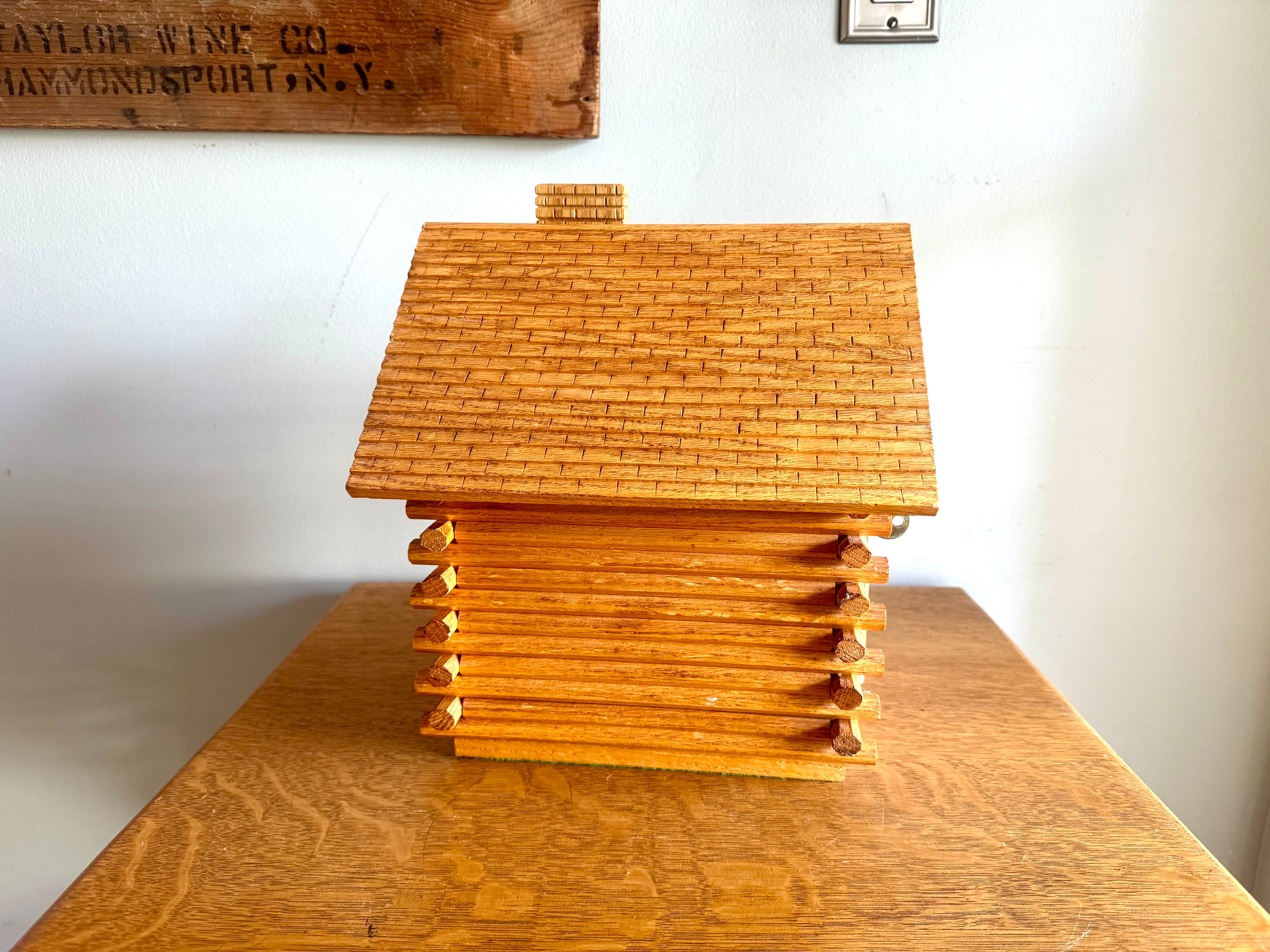 Large Wood Log Cabin Piggy Bank With Post Office Box Door | Log Cabin Bank With Locking Door