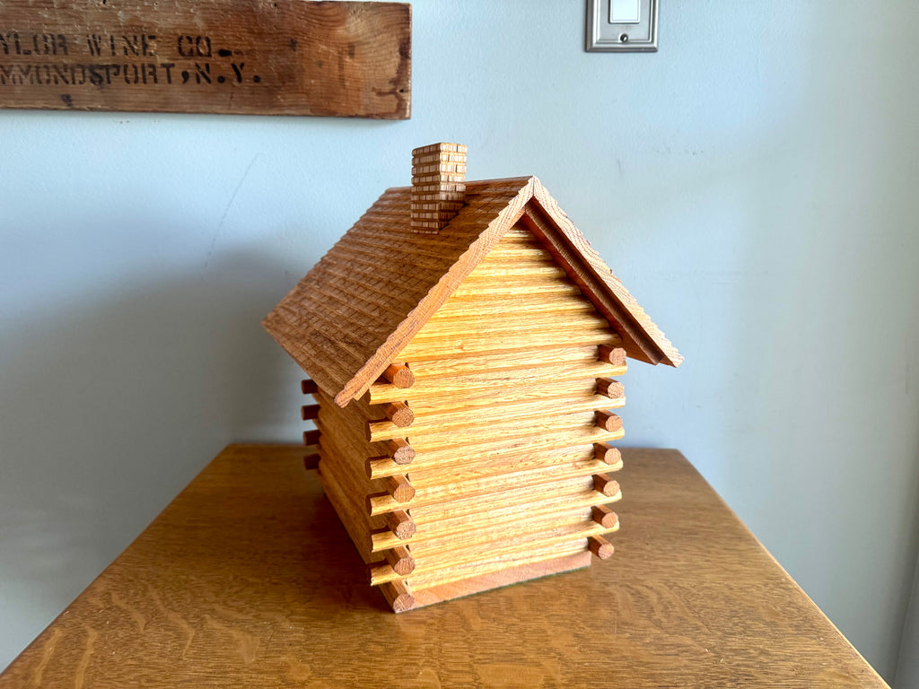 Large Wood Log Cabin Piggy Bank With Post Office Box Door | Log Cabin Bank With Locking Door