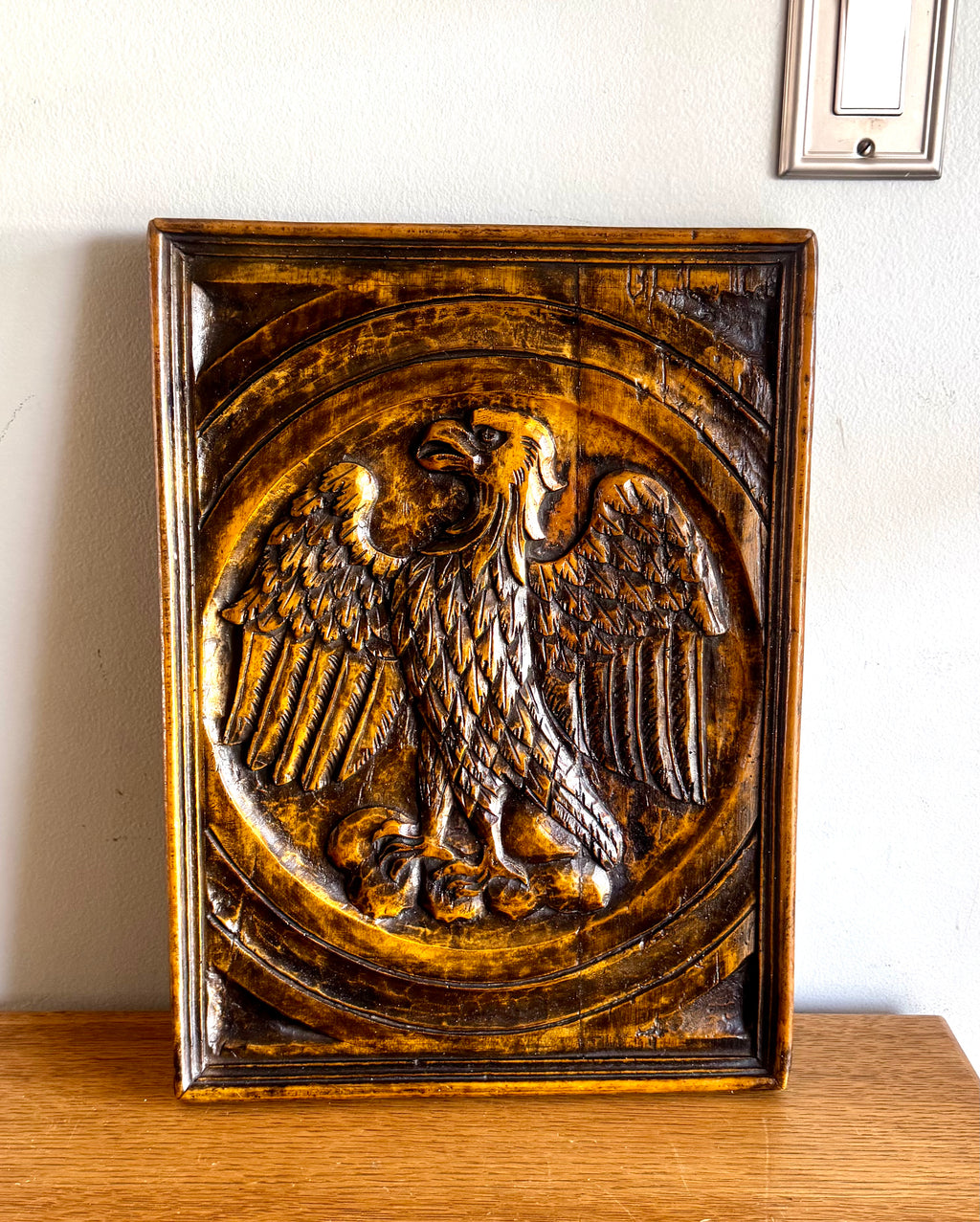 Vtg Eagle Plaque Wall Hanging | Faux Wood Eagle Carving