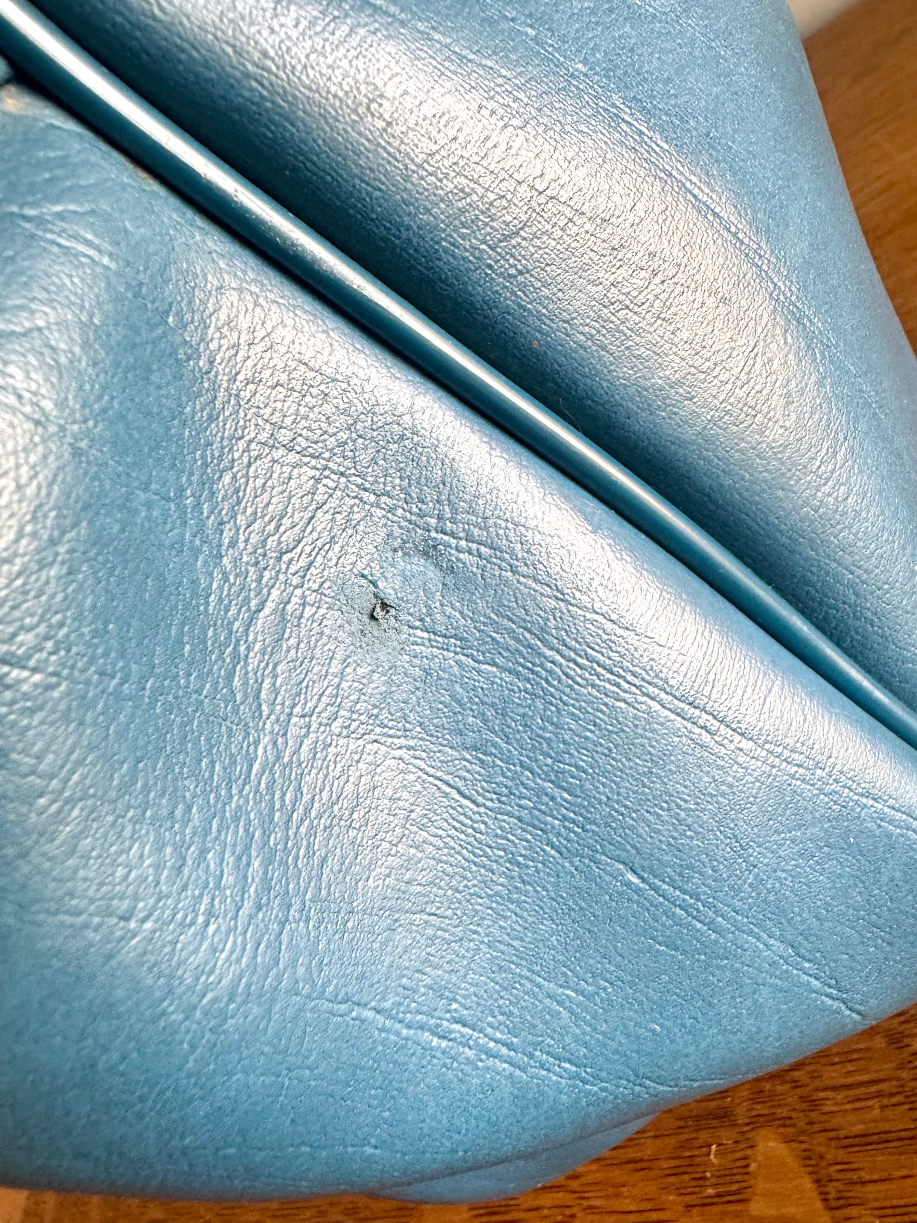 Vtg 60's Blue Vinyl Tennis Bag with Racket Storage