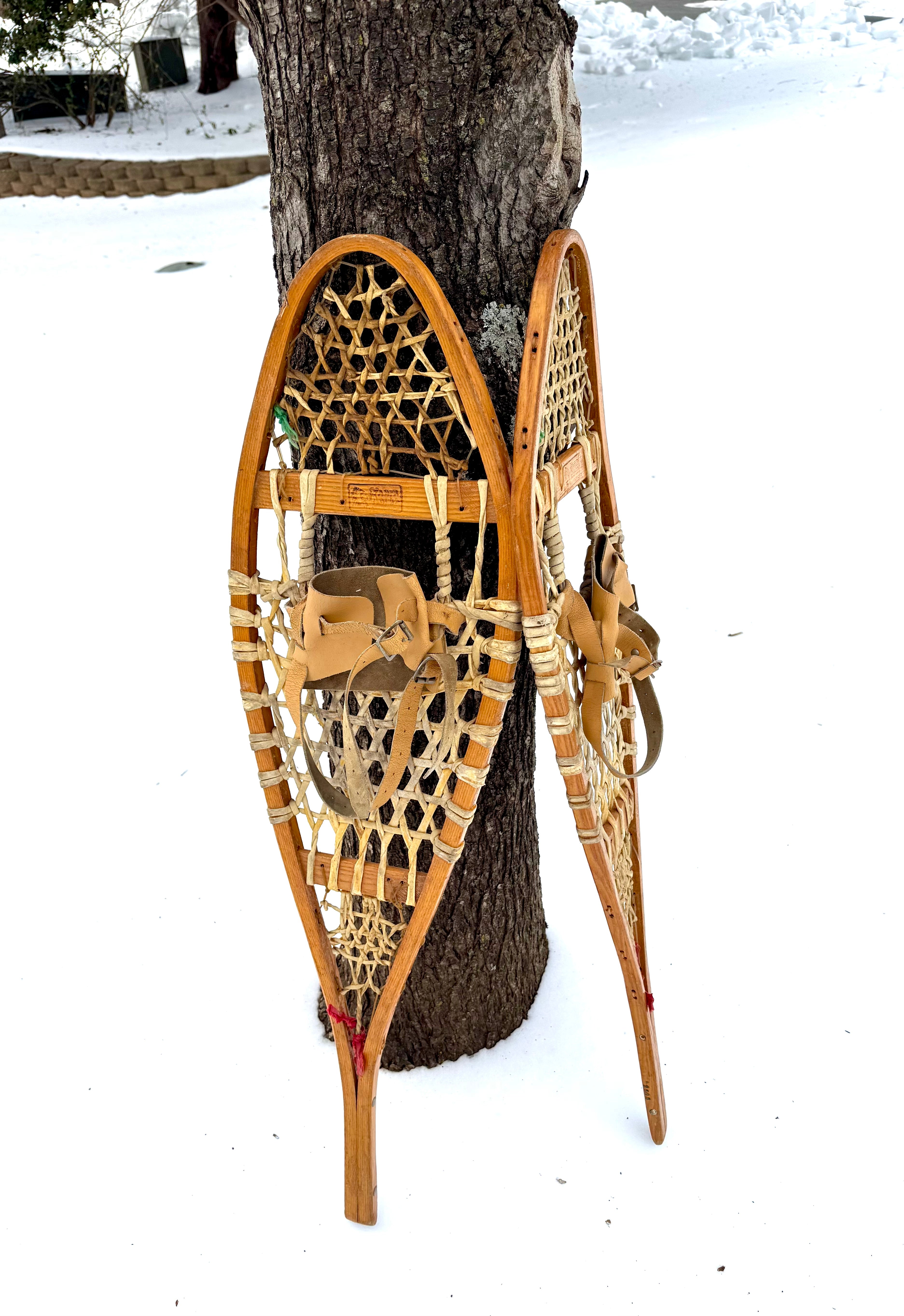 Vtg Wooden Kabir Kouba Snowshoes | Made In Canada Pair of Snowshoes 37 1/2" x 10 1/2"