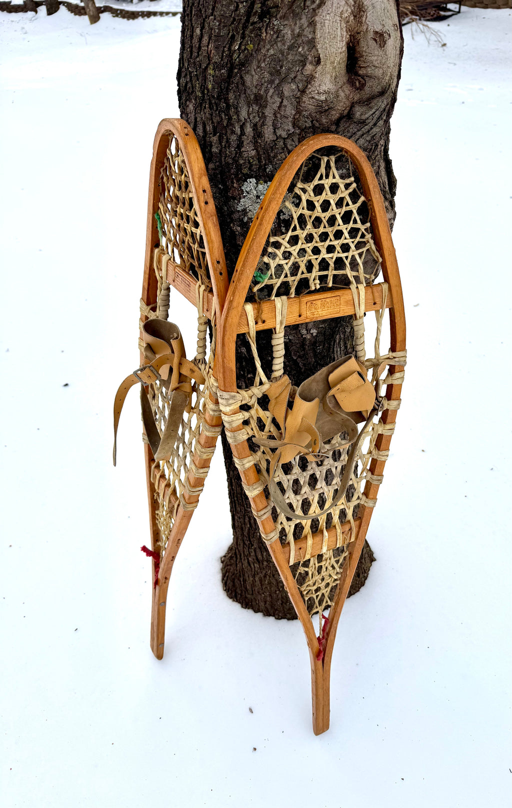 Vtg Wooden Kabir Kouba Snowshoes | Made In Canada Pair of Snowshoes 37 1/2" x 10 1/2"